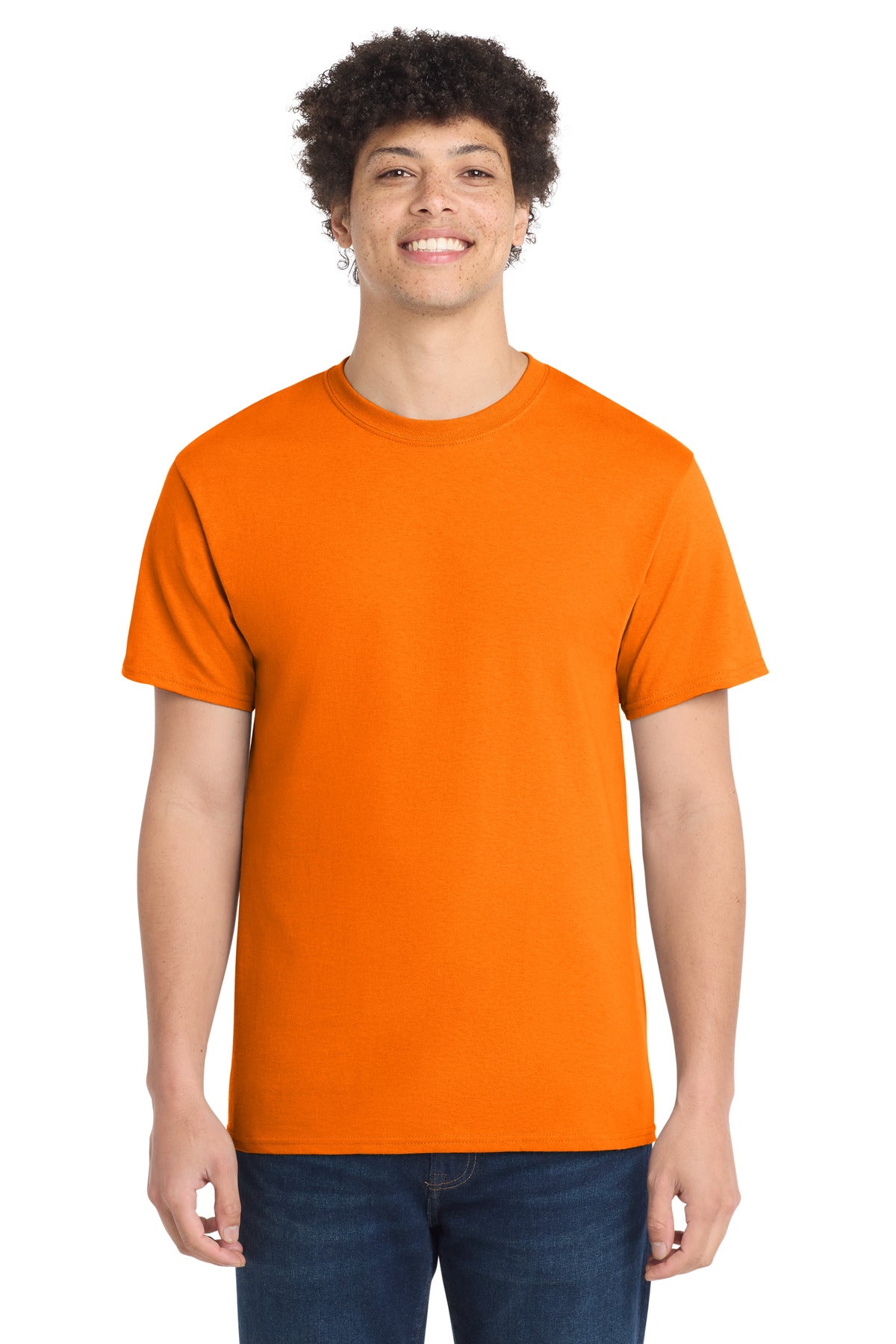 Front View of TennOrange Port & Co Core Cotton Tee. PC54 plain