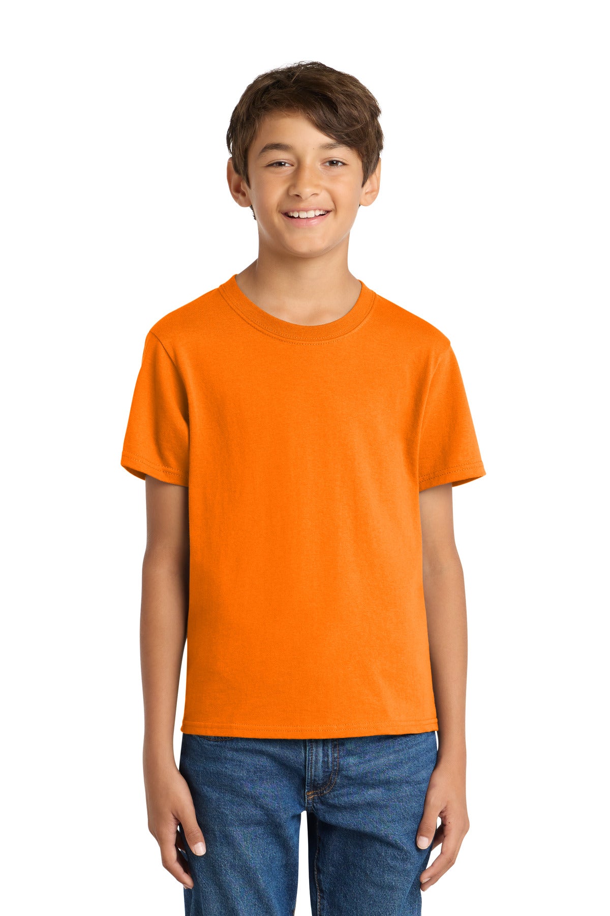 Front View of TennOrange Port & Co Youth Core Cotton Tee. PC54Y plain
