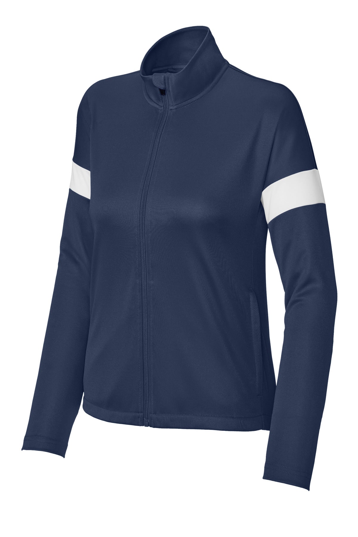 Front View of TrNv/White Sport-Tek Women's Travel Full-Zip Jacket LST800 plain