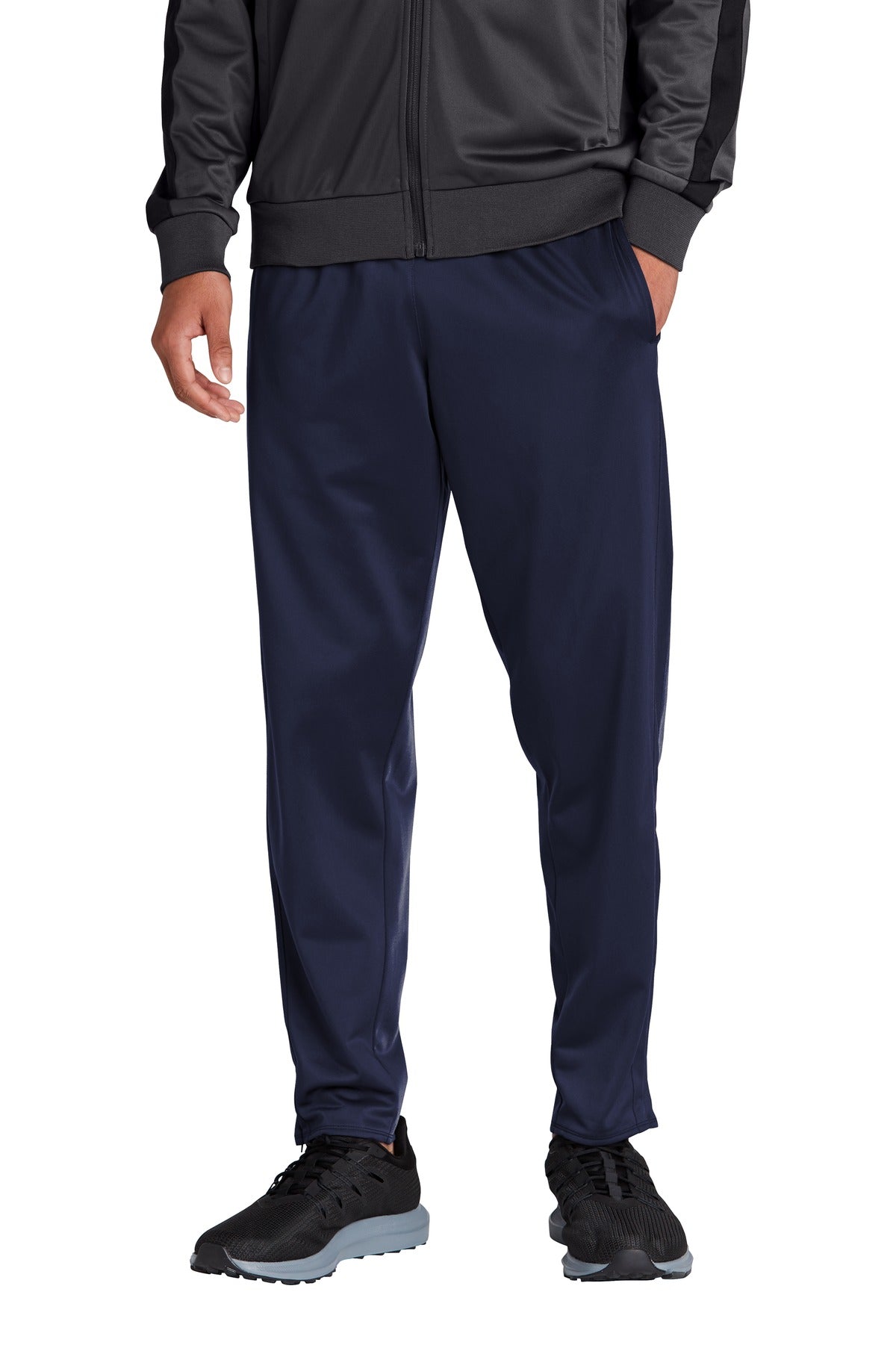 Front View of True Navy Sport-Tek Tricot Track Jogger. PST95 plain