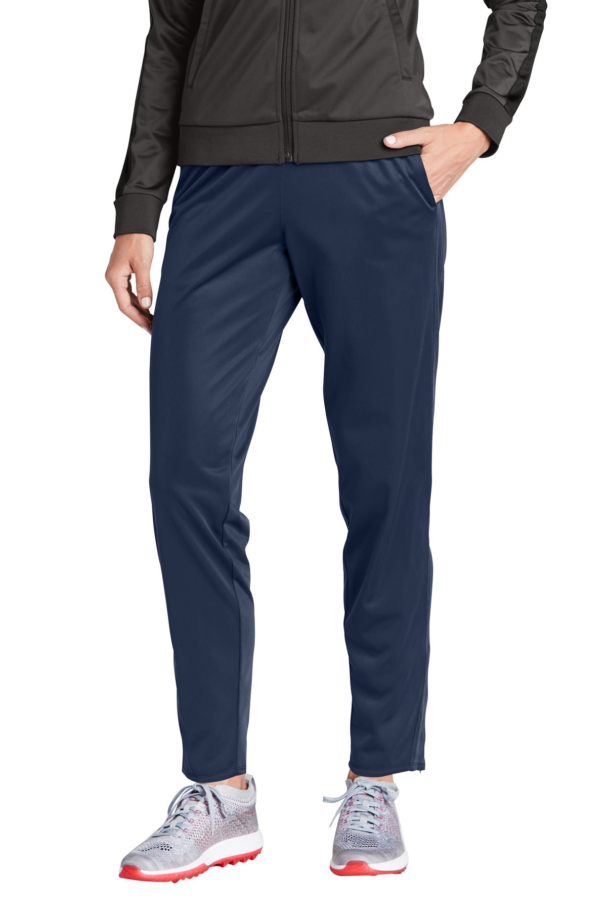 Front View of True Navy Sport-Tek Women's Tricot Track Jogger. LPST95