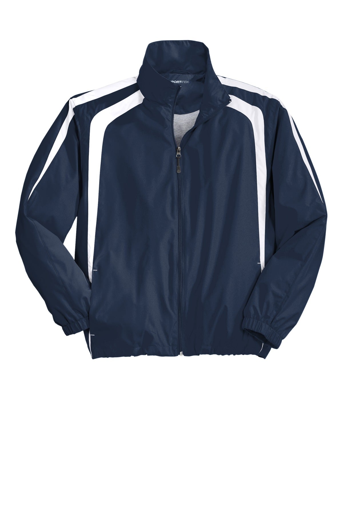 Front View of True Navy/Wht Sport-Tek Colorblock Raglan Jacket. JST60 plain