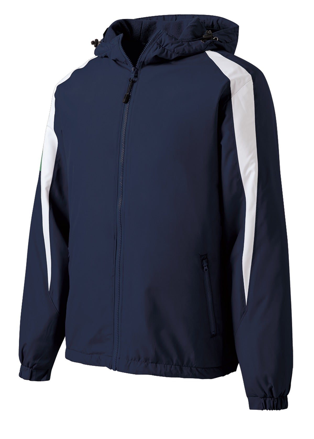 Front View of True Navy/Wht Sport-Tek Fleece-Lined Colorblock Jacket. JST81 plain