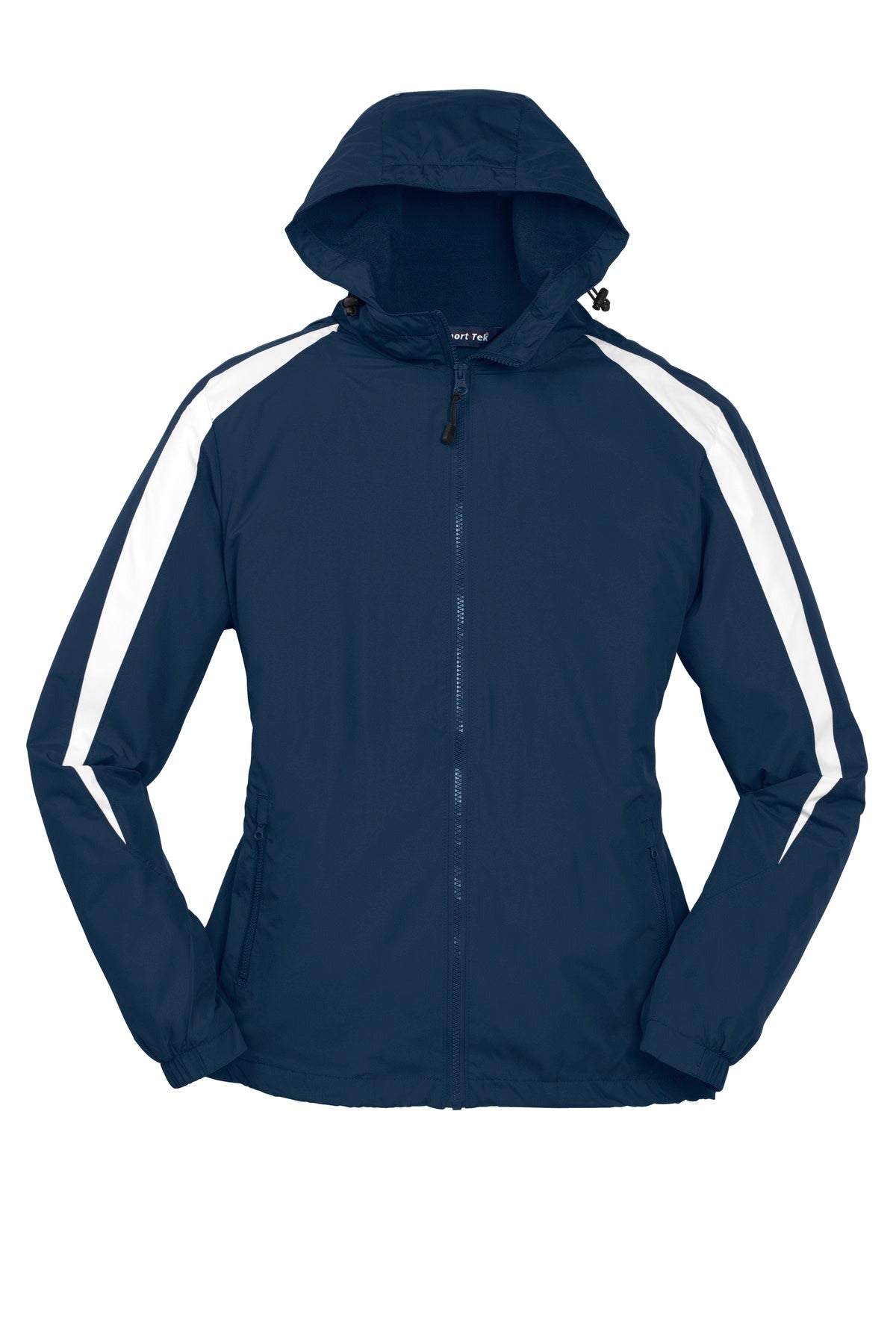 Front View of True Navy/Wht Sport-Tek Fleece-Lined Colorblock Jacket. JST81 plain