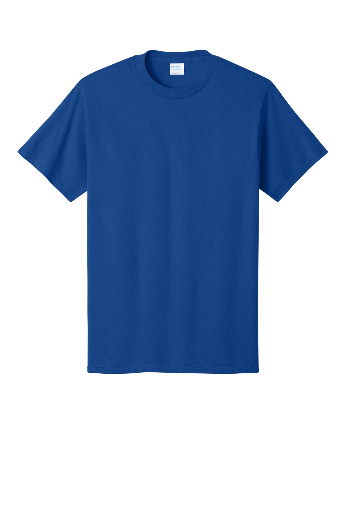Front View of True Royal Port & Co Core Cotton Tee. PC54 plain