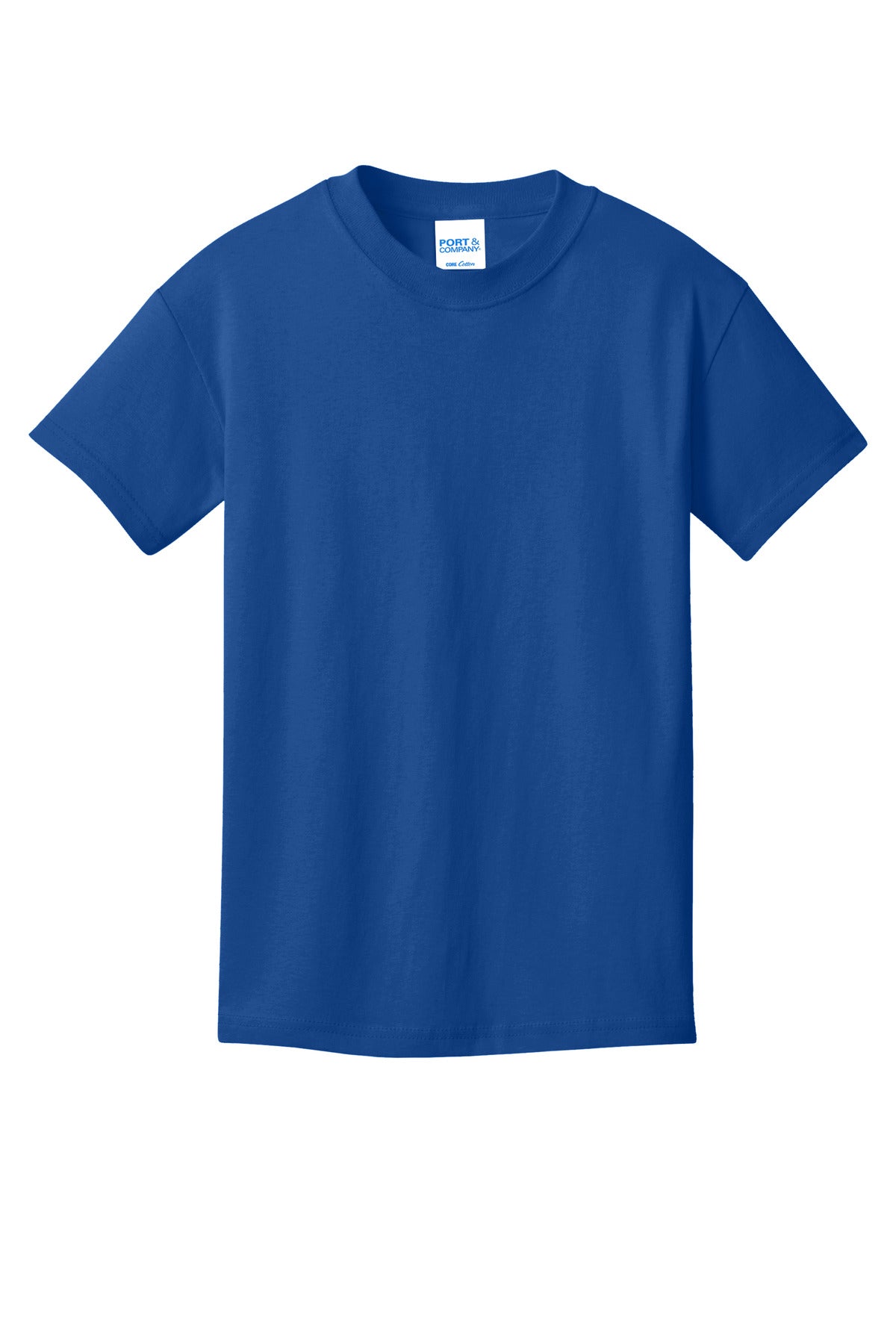 Front View of True Royal Port & Co Youth Core Cotton Tee. PC54Y plain