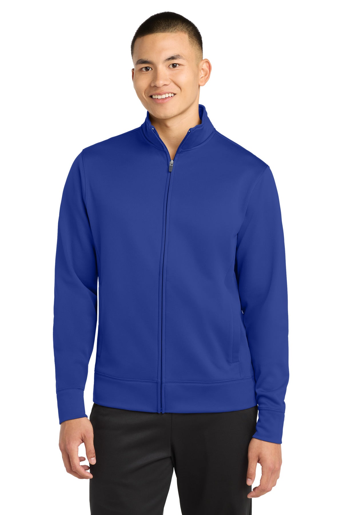 Front View of True Royal Sport-Tek Sport-Wick Fleece Full-Zip Jacket. ST241 plain