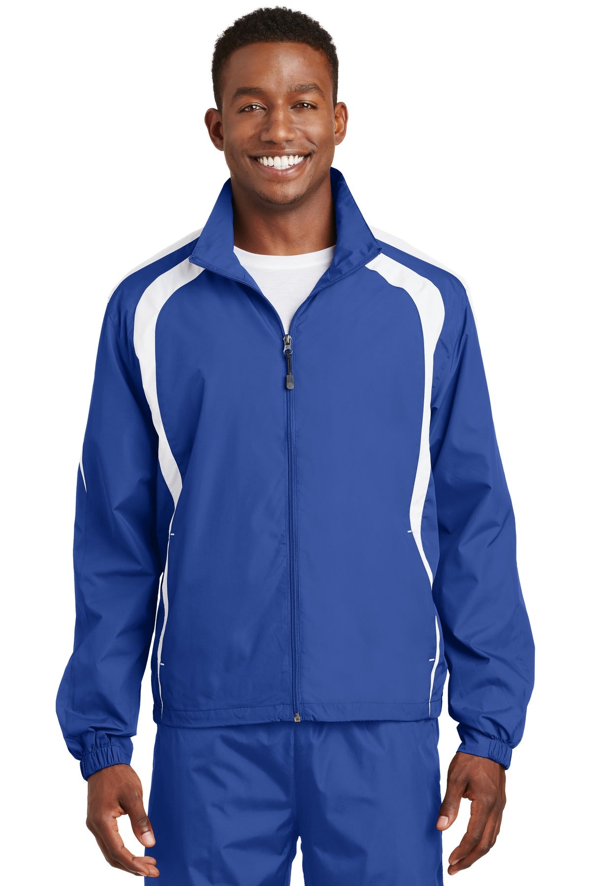 Front View of True Royal/Wht Sport-Tek Colorblock Raglan Jacket. JST60 plain