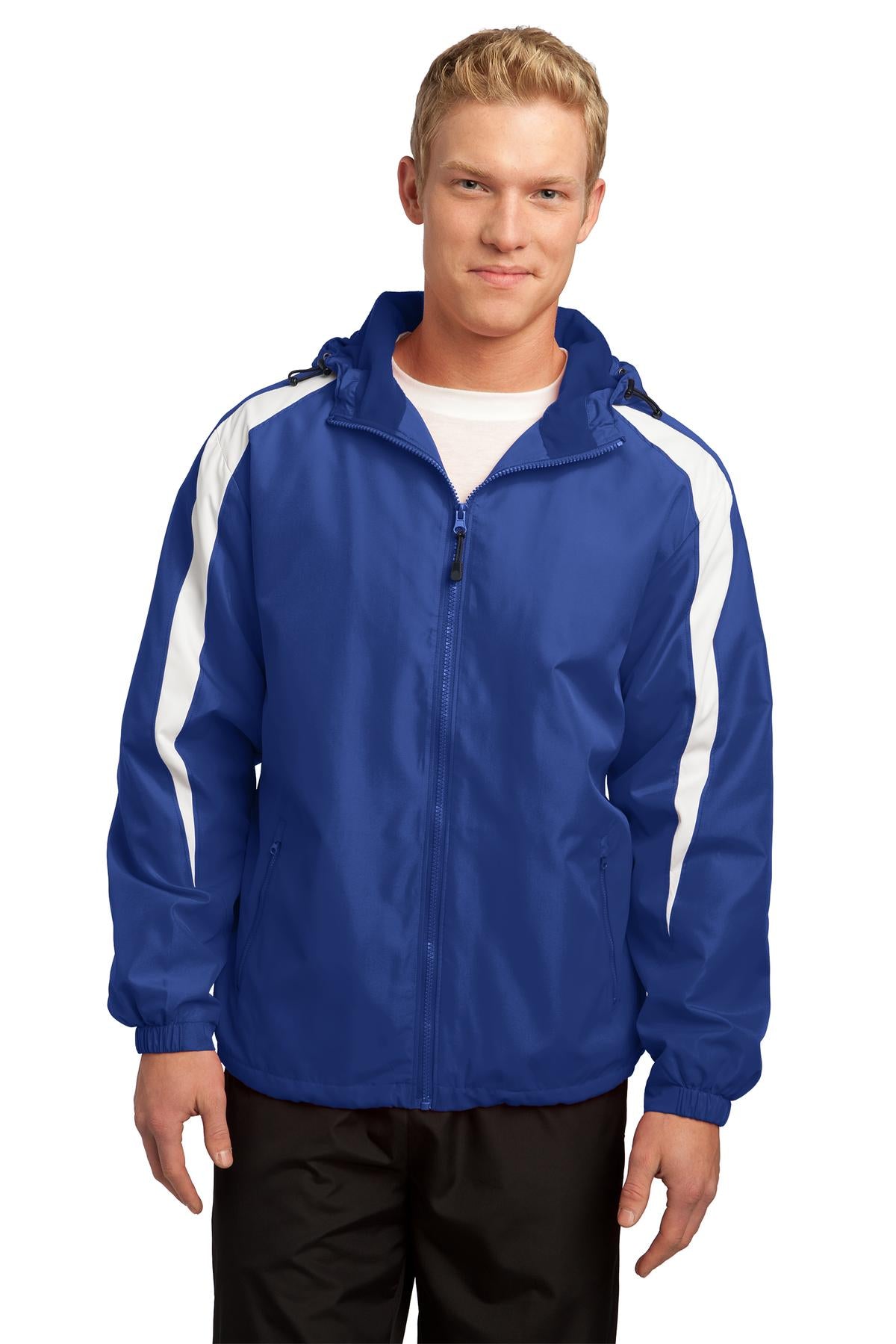 Front View of True Royal/Wht Sport-Tek Fleece-Lined Colorblock Jacket. JST81 plain