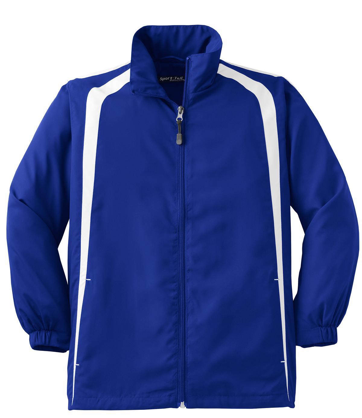 Front View of True Royal/Wht Sport-Tek Youth Colorblock Raglan Jacket. YST60 plain