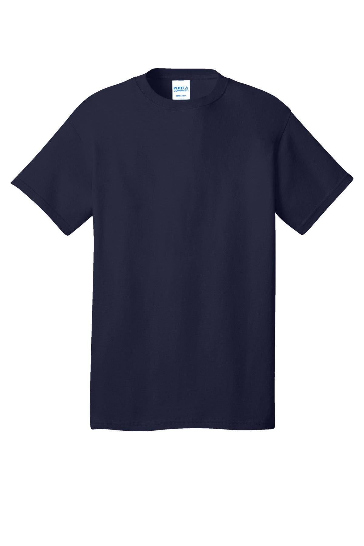 Front View of TrueNavy Port & Co Core Cotton Tee. PC54 plain