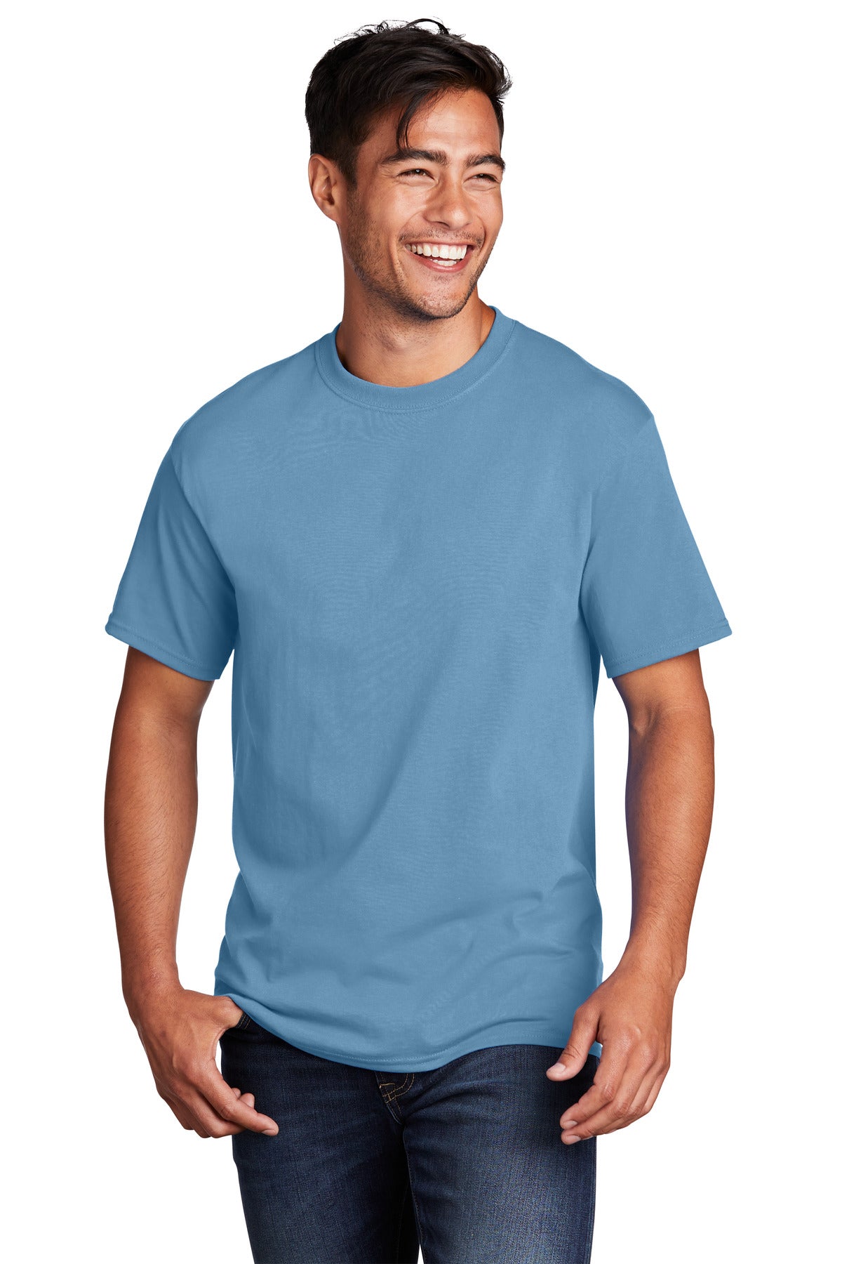Front View of TundraBlu Port & Co Core Cotton Tee. PC54 plain