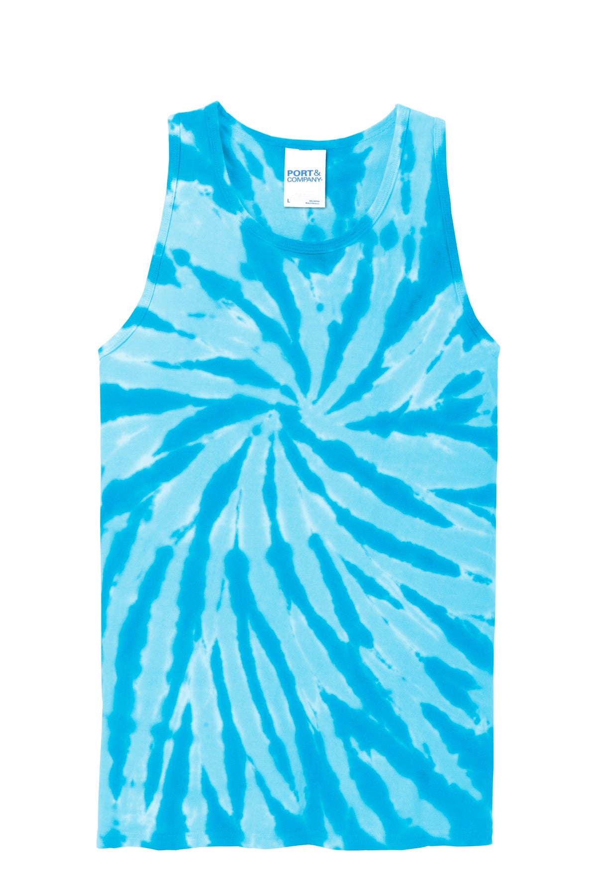 Front View of Turquoise Port & Co Tie-Dye Tank Top. PC147TT plain