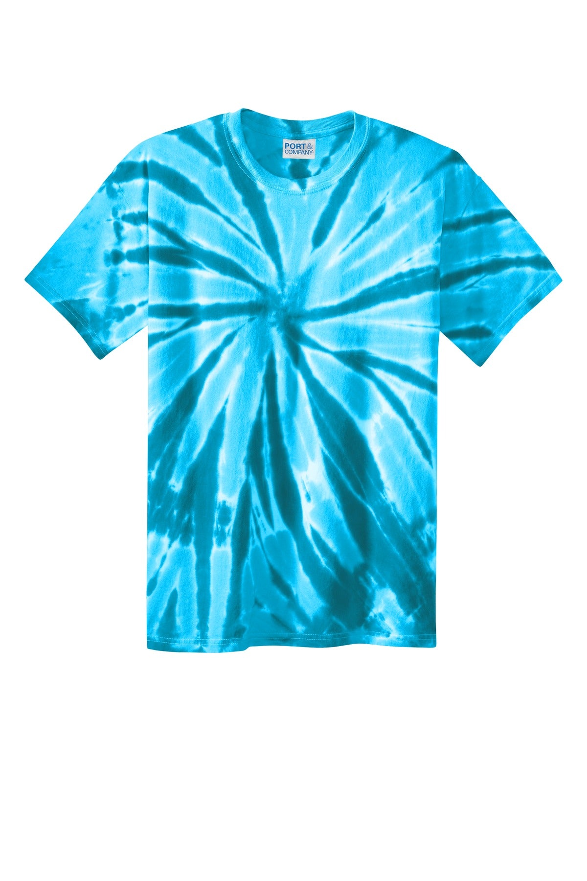 Front View of Turquoise Port & Co Tie-Dye Tee. PC147