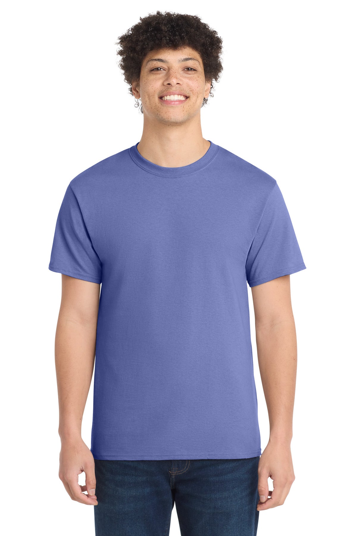 Front View of Violet Port & Co Core Cotton Tee. PC54 plain