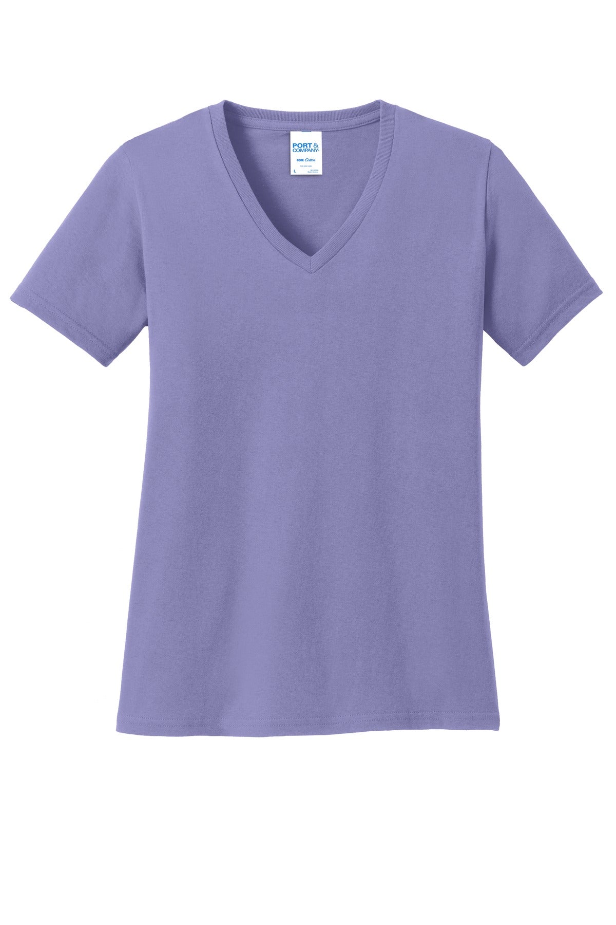 Front View of Violet Port & Co Women's Core Cotton V-Neck Tee. LPC54V plain