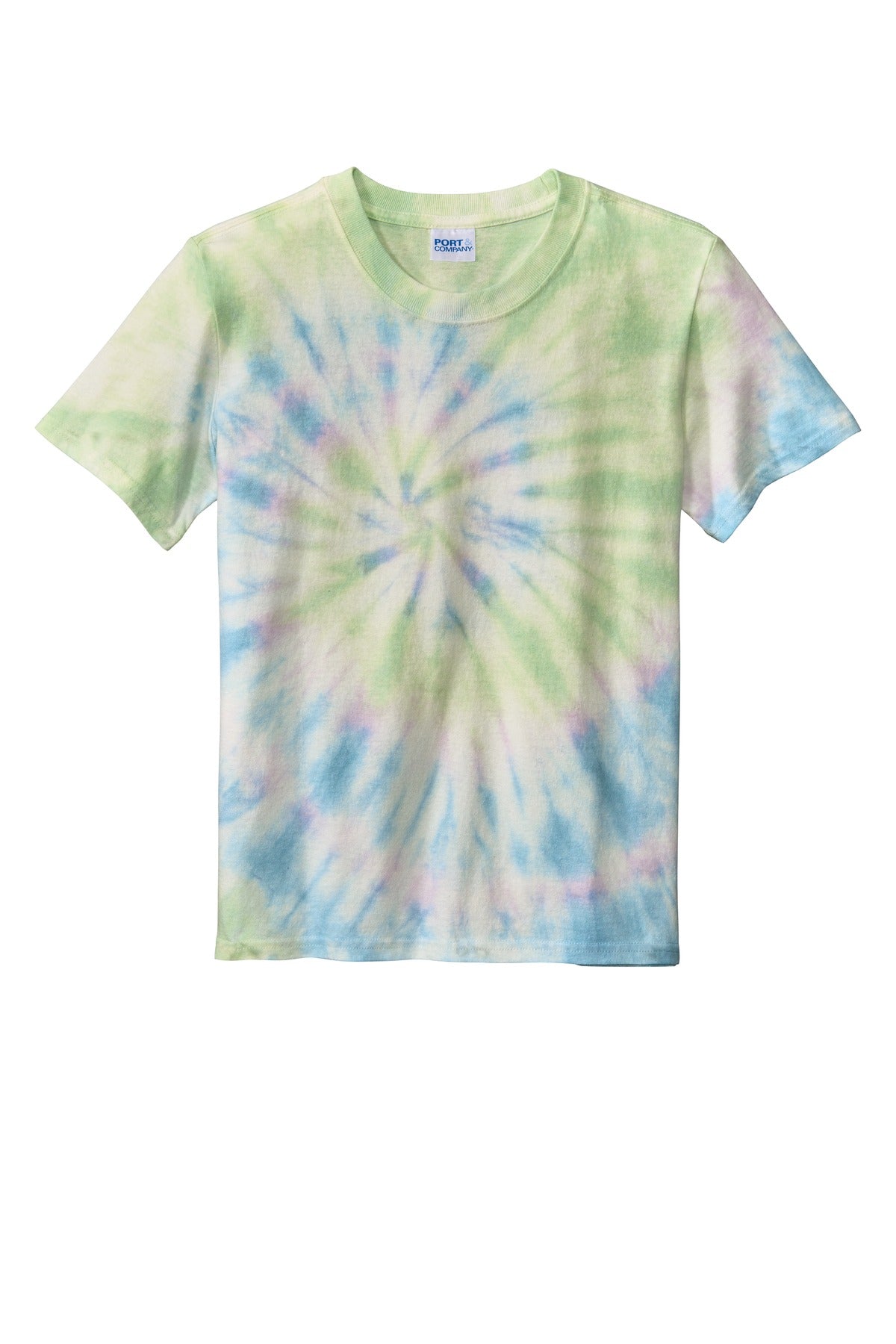 Front View of Watercolor Sp Port & Co Youth Tie-Dye Tee. PC147Y plain