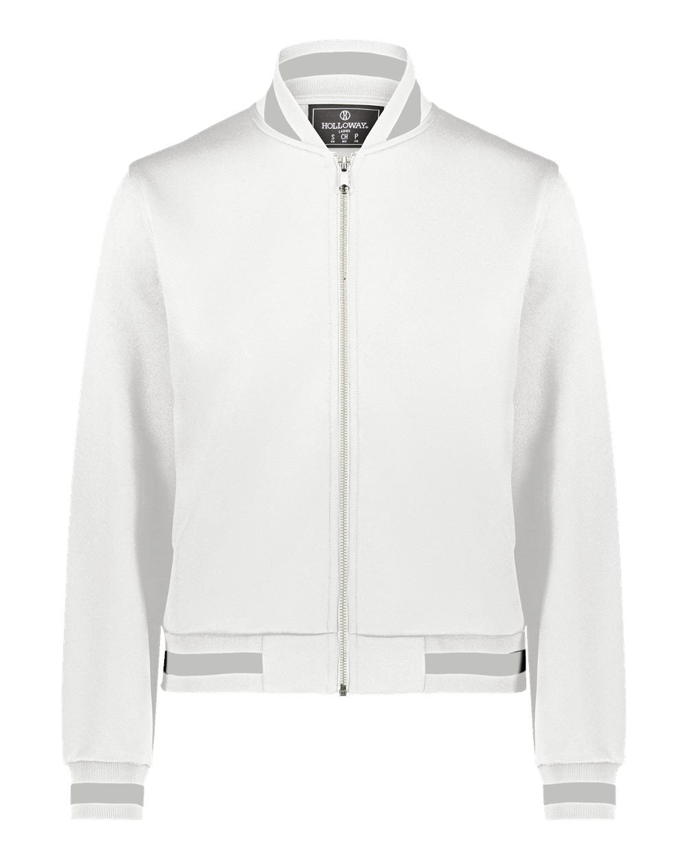 Front View of White/ Athletic Heather Women's V-Street Full-Zip Jacket - 223747 plain