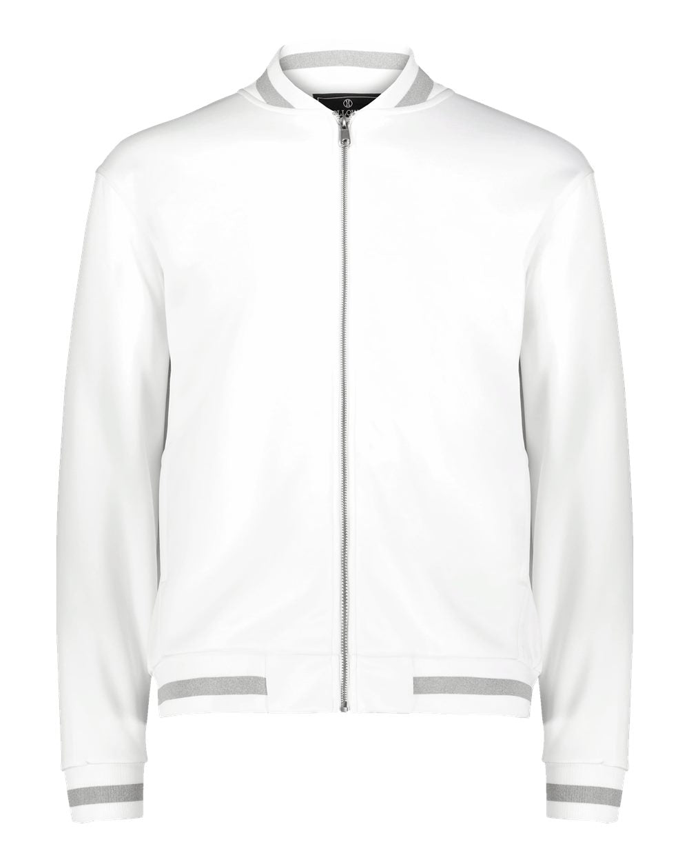 Front View of White/ Athletic Heather Youth V-Street Full-Zip Jacket - 223647 plain