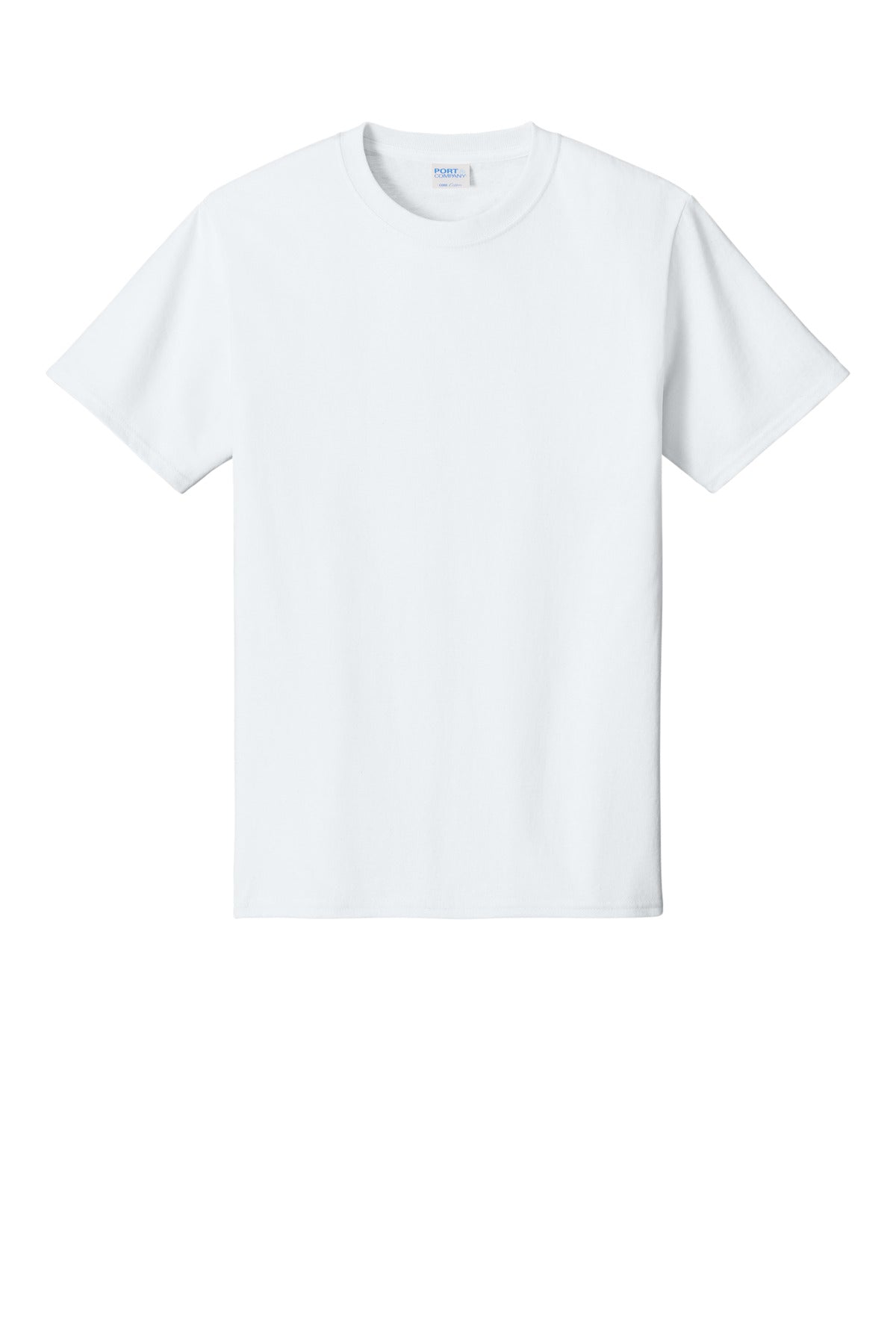 Front View of White Port & Co Core Cotton Tee. PC54 plain
