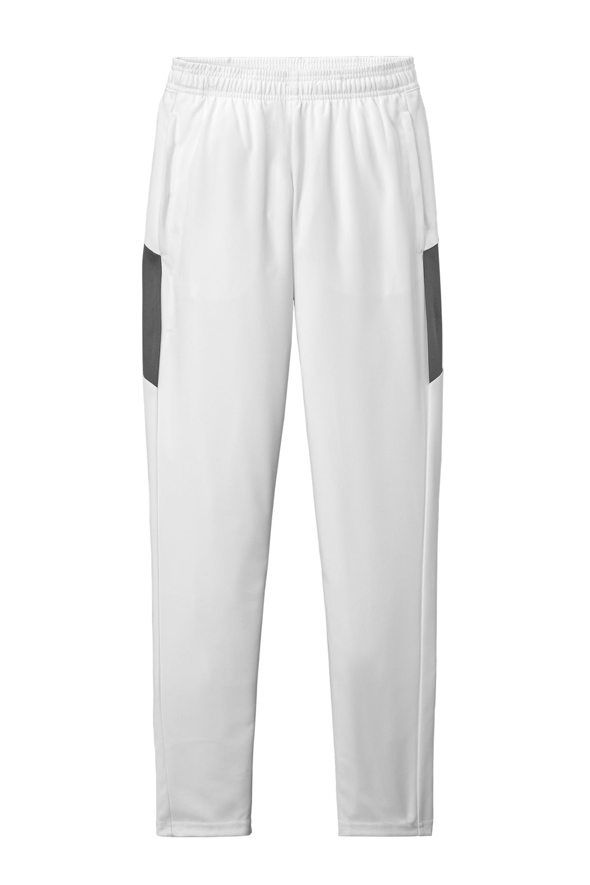 Front View of White/IrGy Sport-Tek Travel Pant PST800 plain