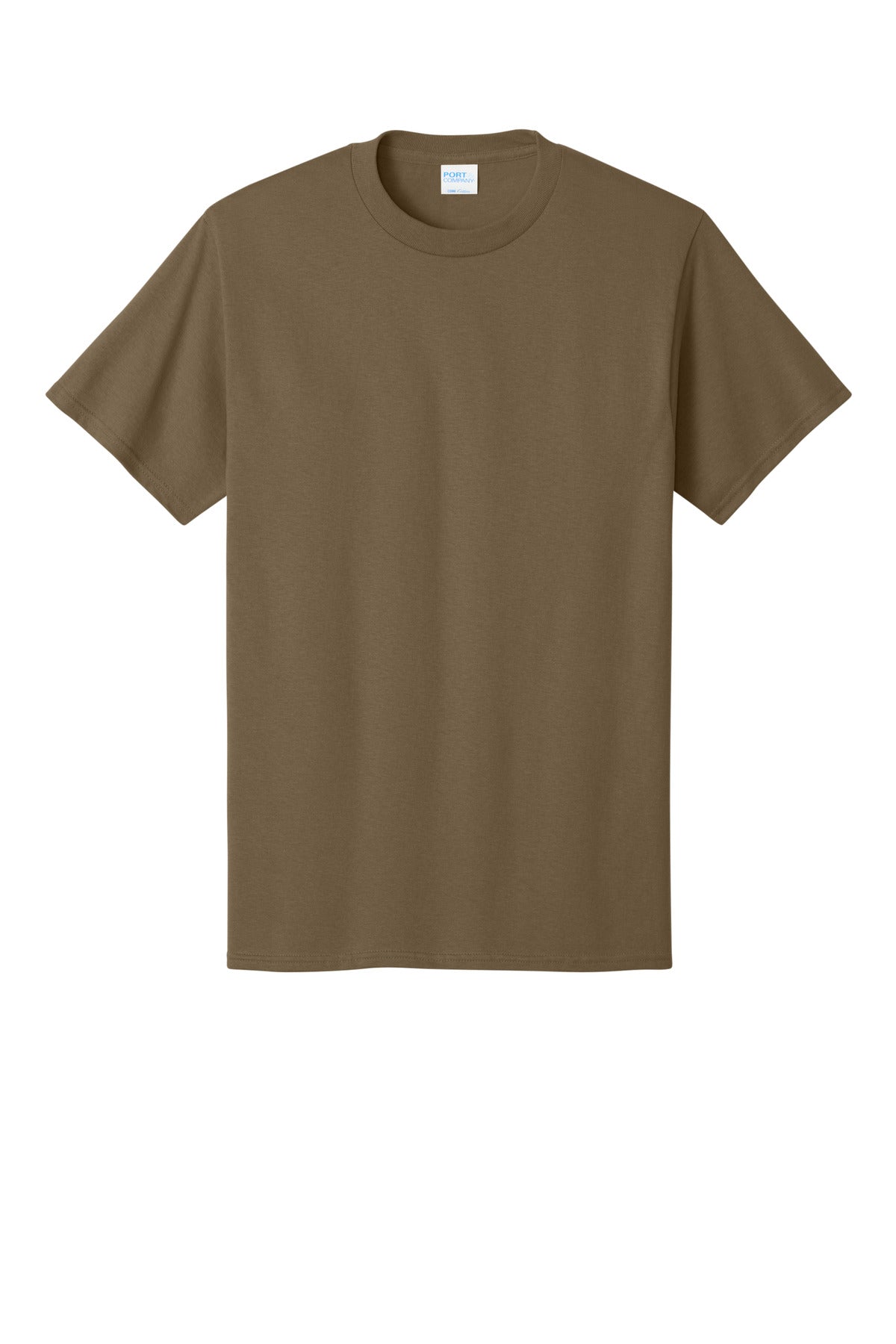 Front View of Woodland Brown Port & Co Core Cotton Tee. PC54 plain