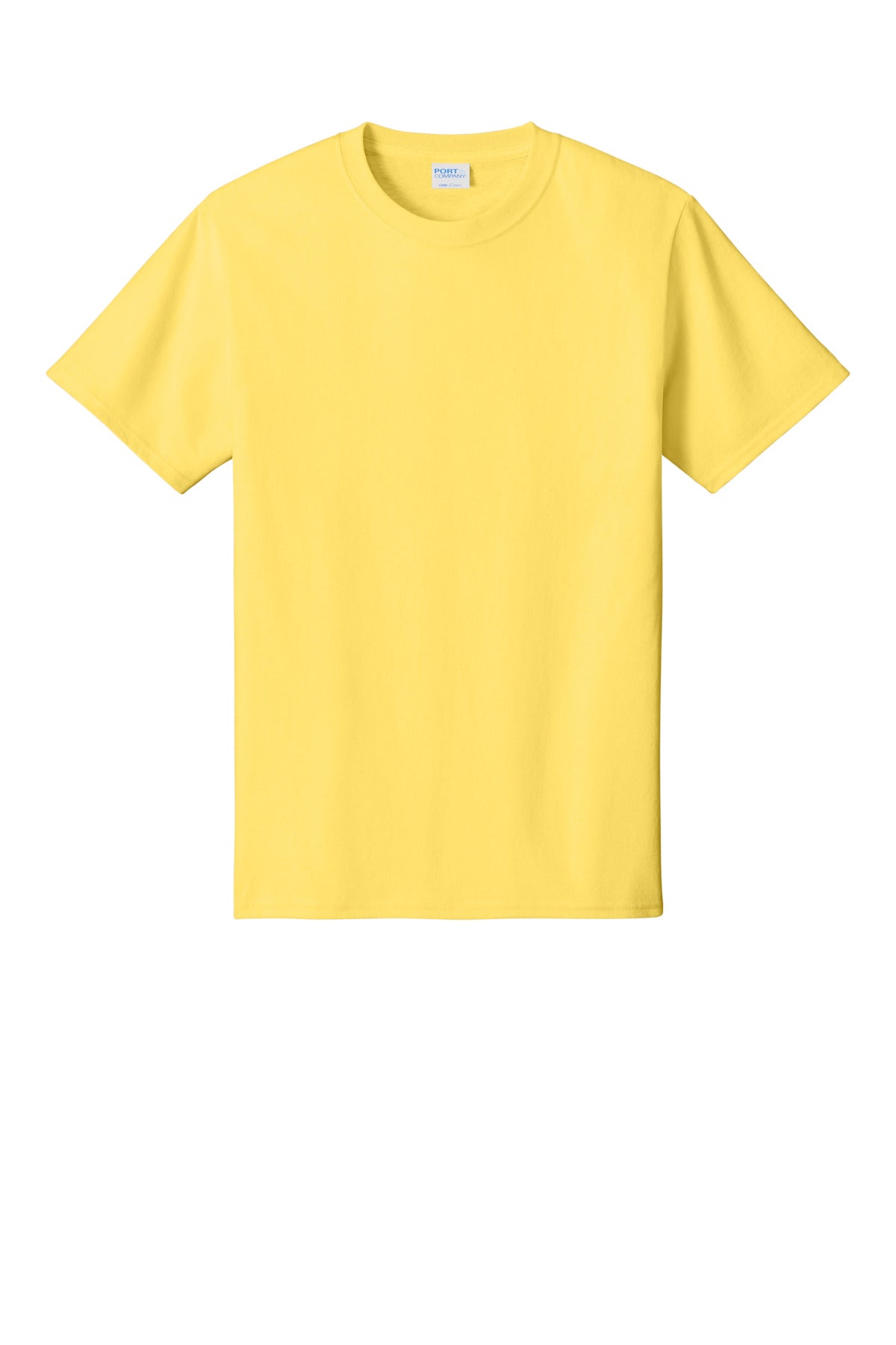 Front View of Yellow Port & Co Core Cotton Tee. PC54 plain