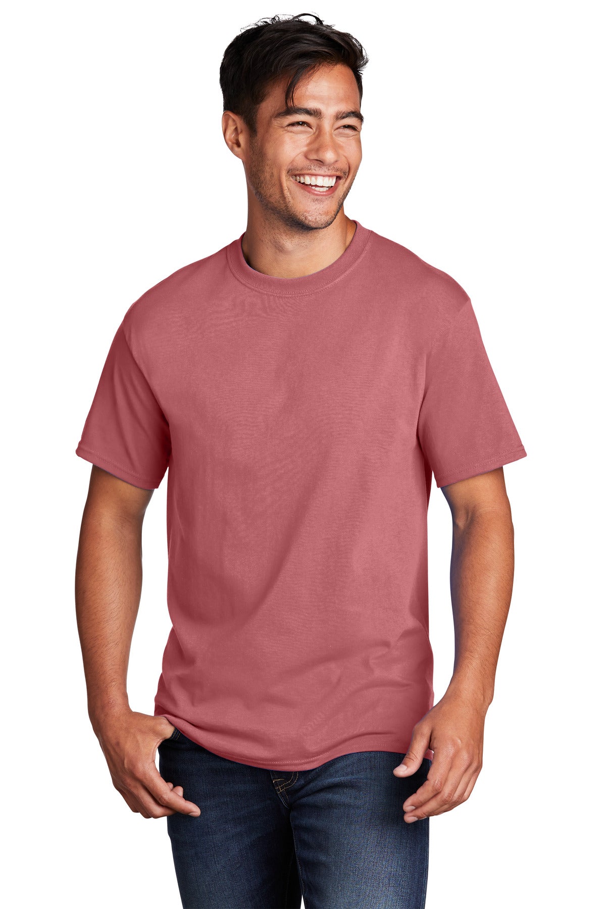 Front View of Zinnia Port & Co Core Cotton Tee. PC54 plain