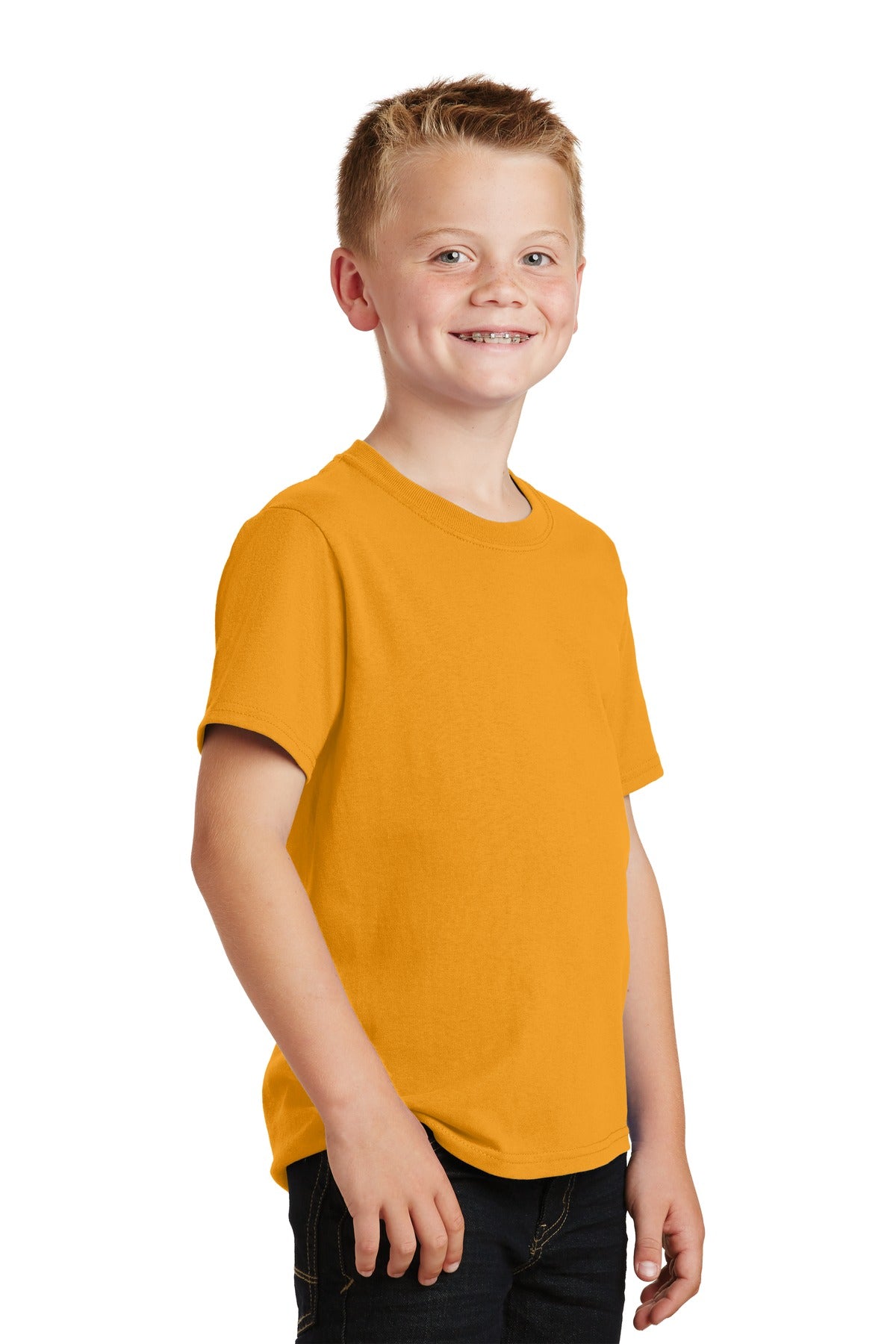 Gold Port & Co Youth Core Cotton Tee. PC54Y plain