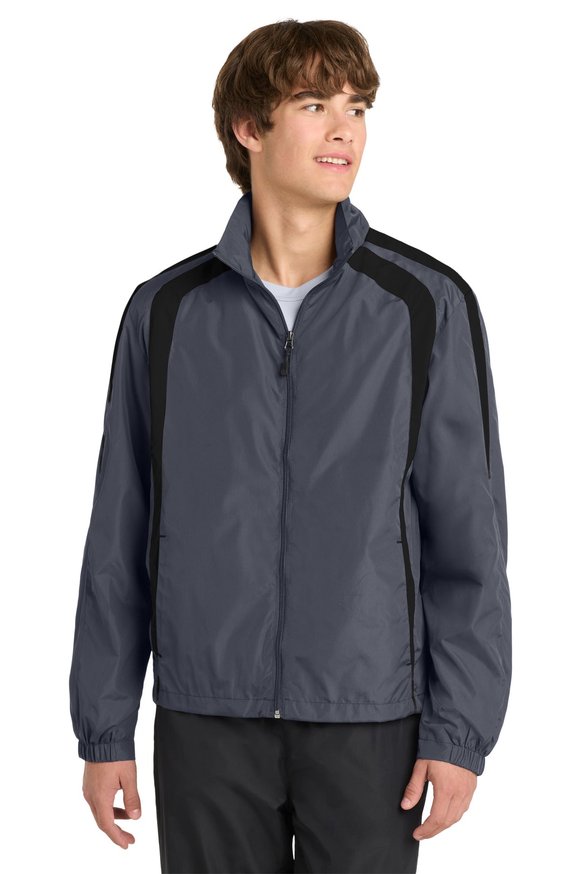 Graph Grey/Blk Sport-Tek Colorblock Raglan Jacket. JST60 plain