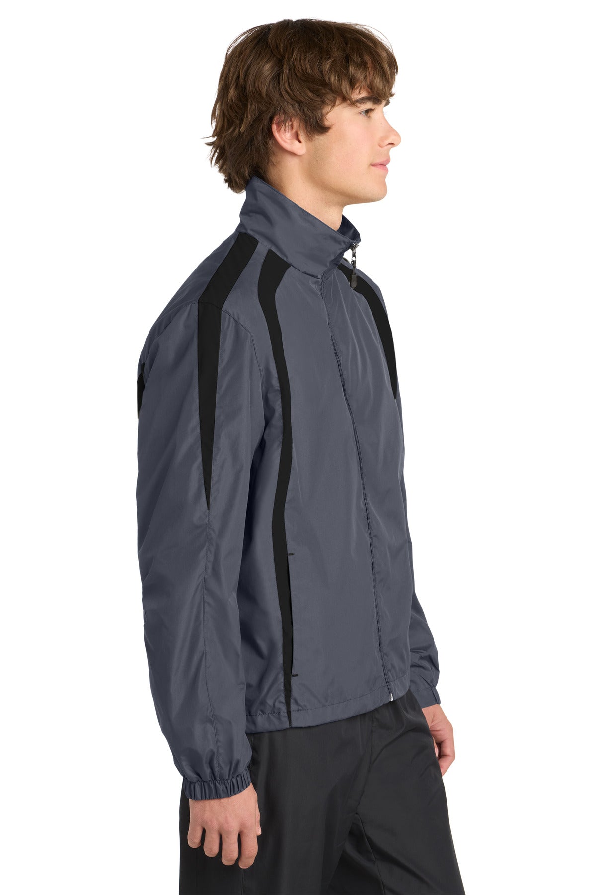 Graph Grey/Blk Sport-Tek Colorblock Raglan Jacket. JST60