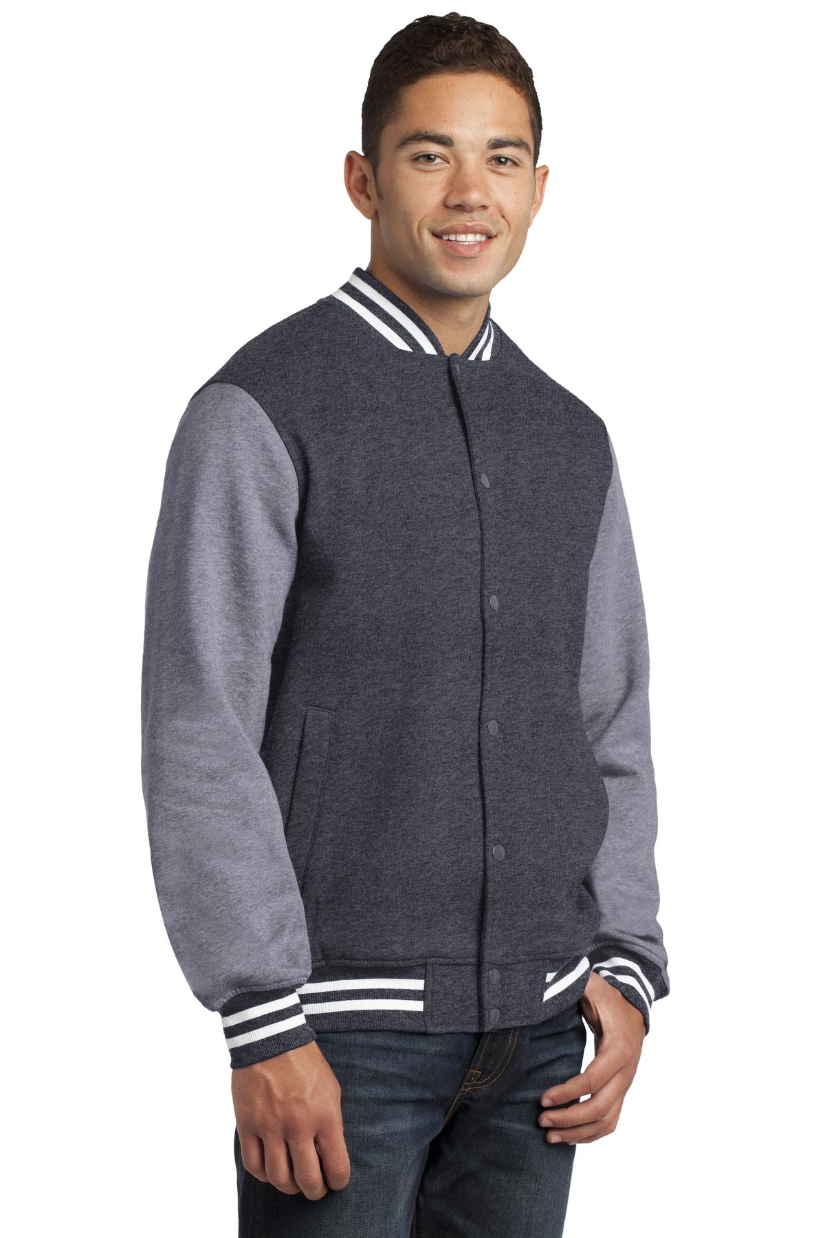 Graph He/VntHe Sport-Tek Fleece Letterman Jacket. ST270 plain