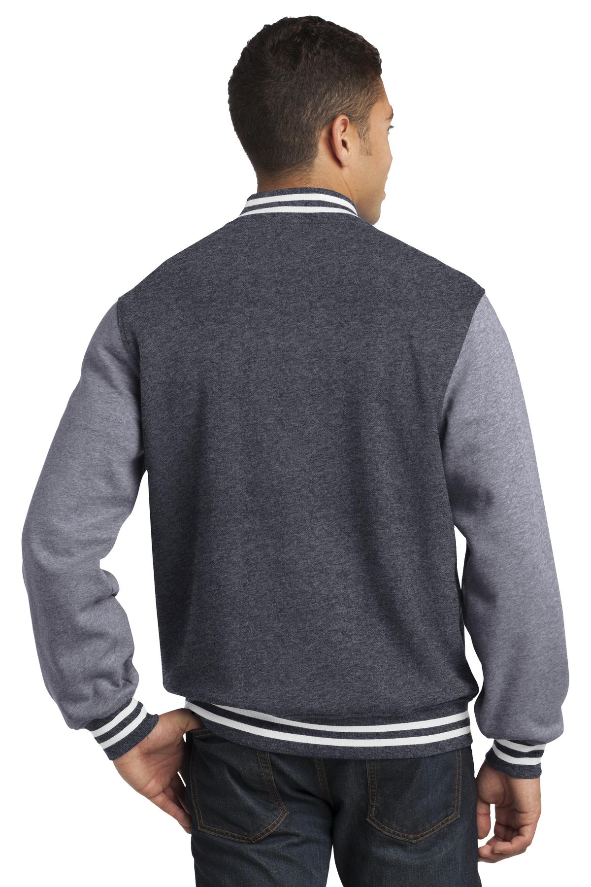 Graph He/VntHe Sport-Tek Fleece Letterman Jacket. ST270 plain