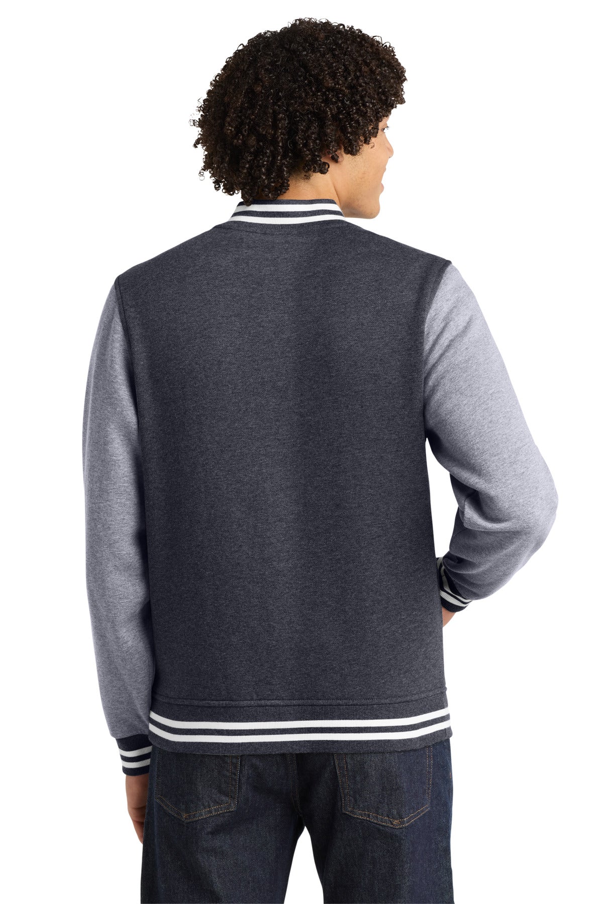 Graph He/VntHe Sport-Tek Fleece Letterman Jacket. ST270 plain