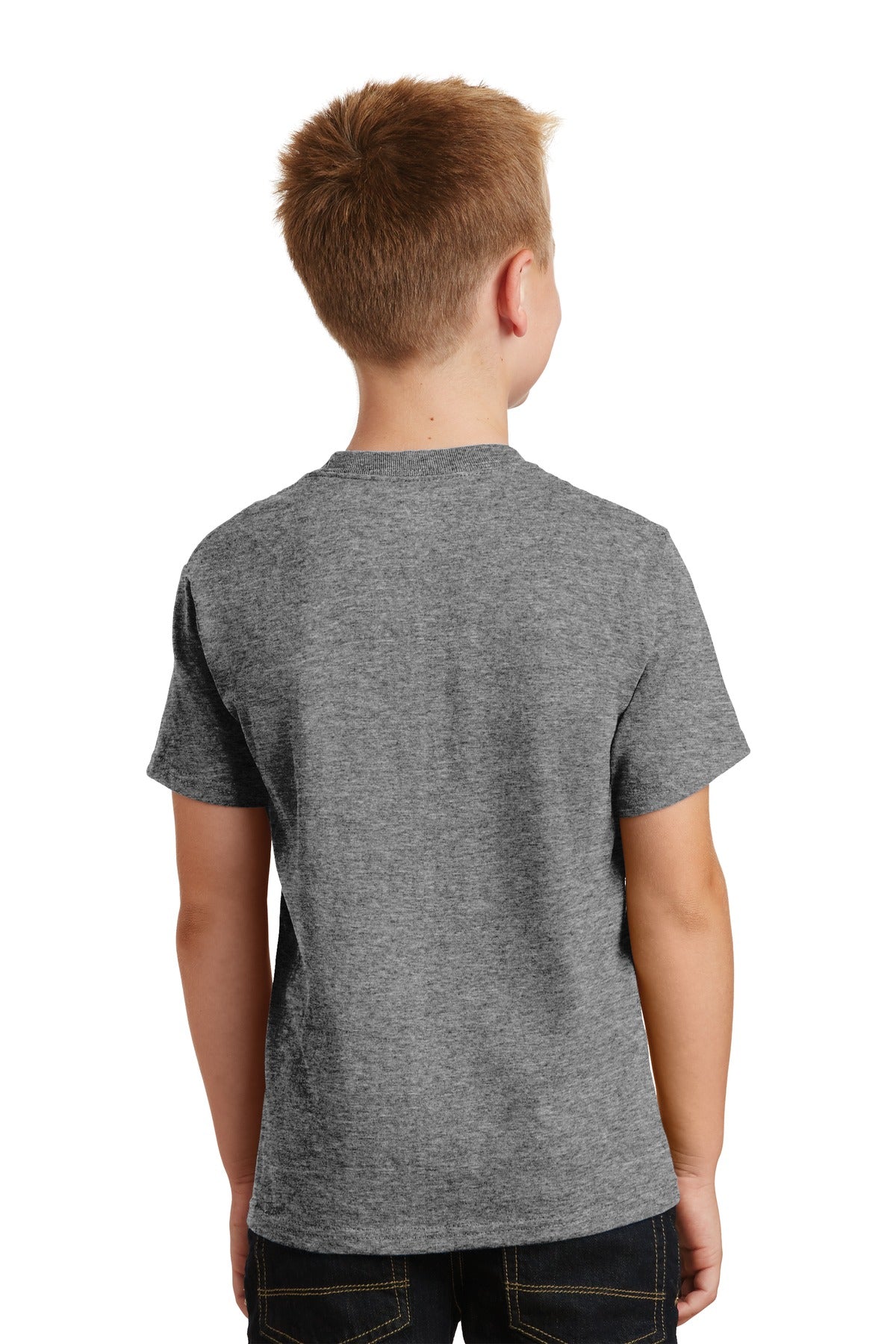 Graphite Hthr Port & Co Youth Core Cotton Tee. PC54Y plain