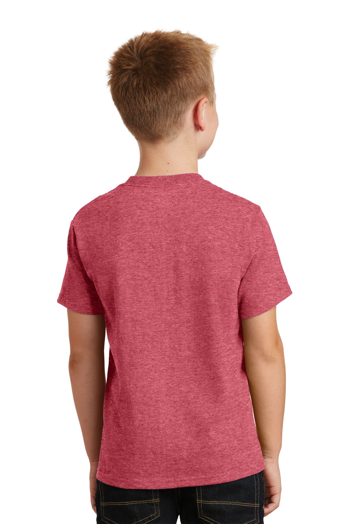 Heather Red Port & Co Youth Core Cotton Tee. PC54Y plain
