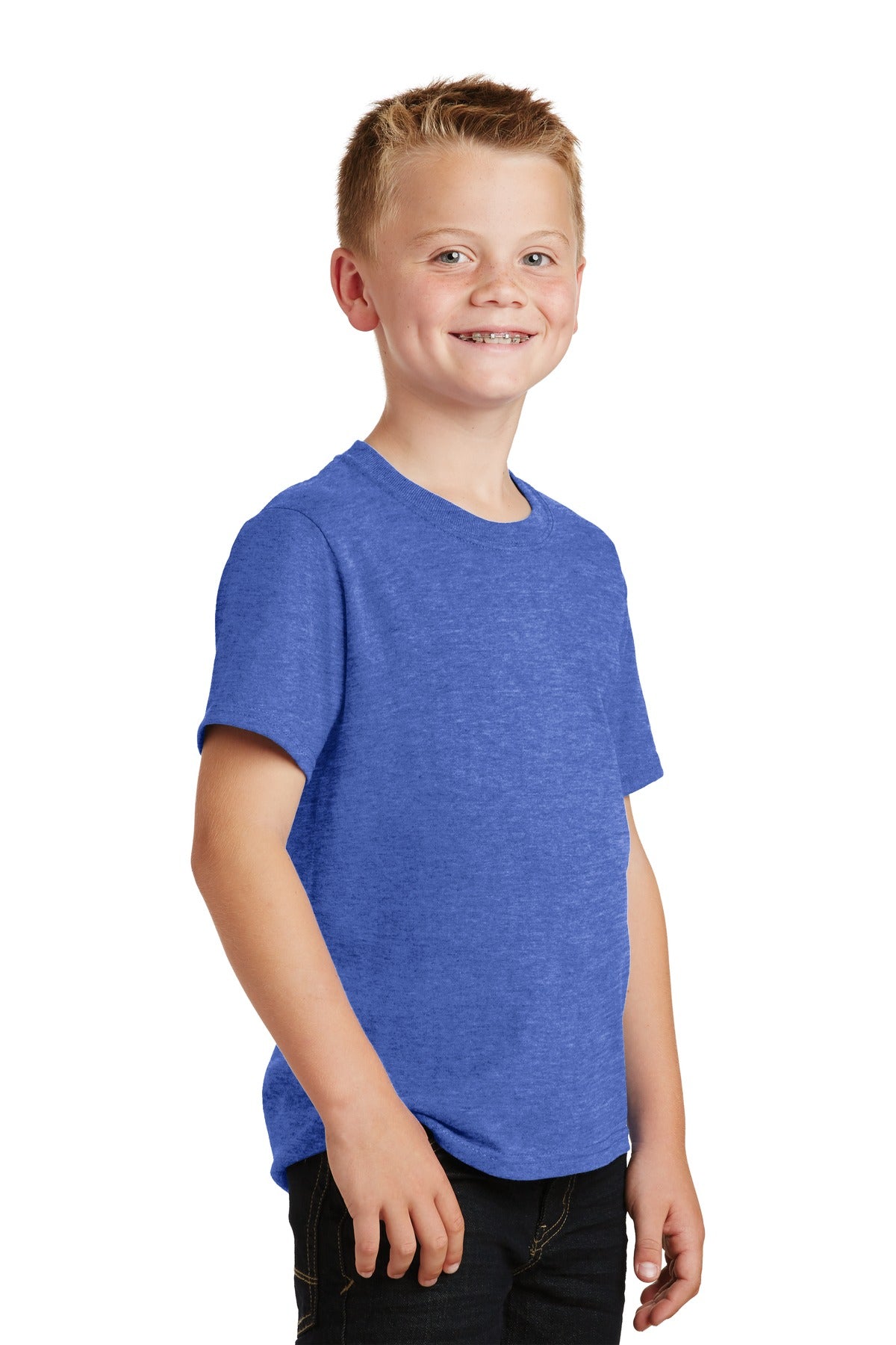 Heather Royal Port & Co Youth Core Cotton Tee. PC54Y plain