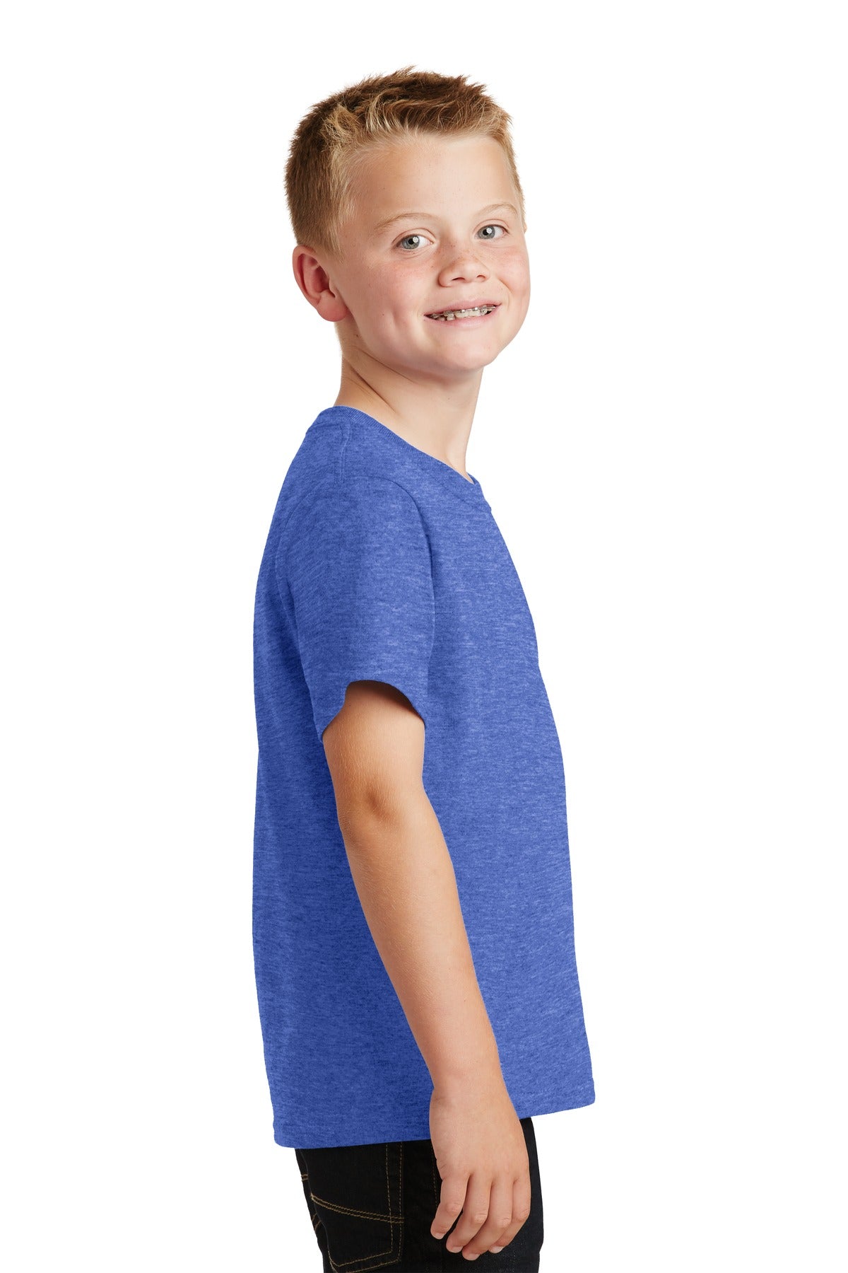 Heather Royal Port & Co Youth Core Cotton Tee. PC54Y