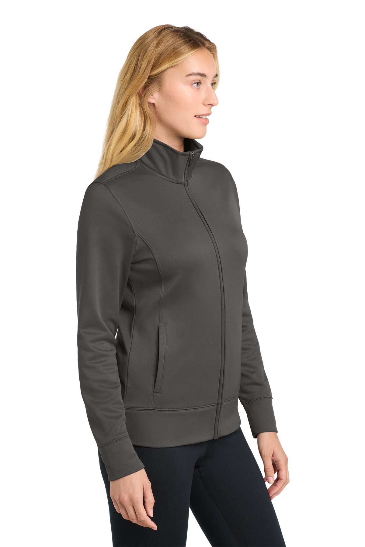 IronGrey Sport-Tek Women's Sport-Wick Fleece Full-Zip Jacket. LST241 plain