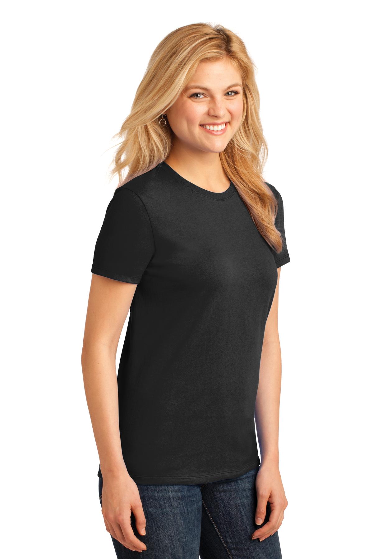 Jet Black Port & Co Women's Core Cotton Tee. LPC54 plain