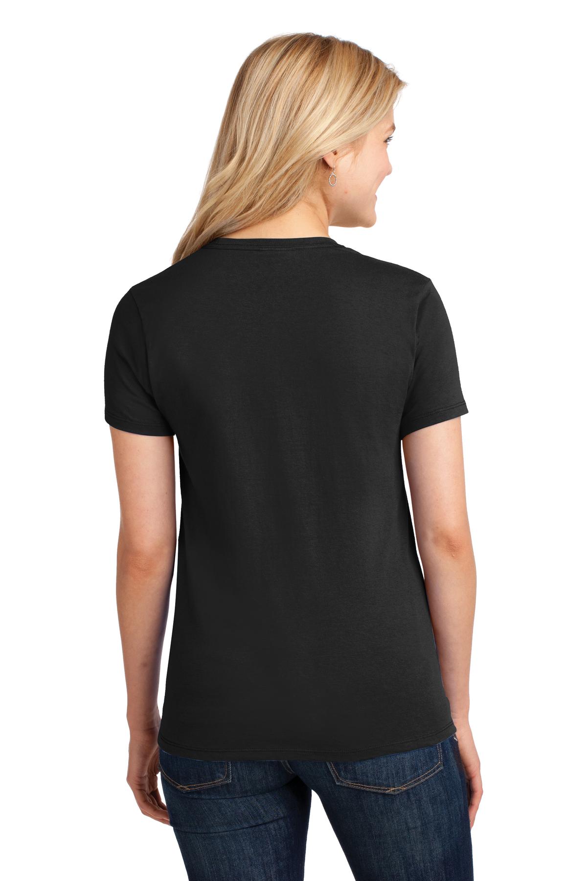 Jet Black Port & Co Women's Core Cotton Tee. LPC54 plain