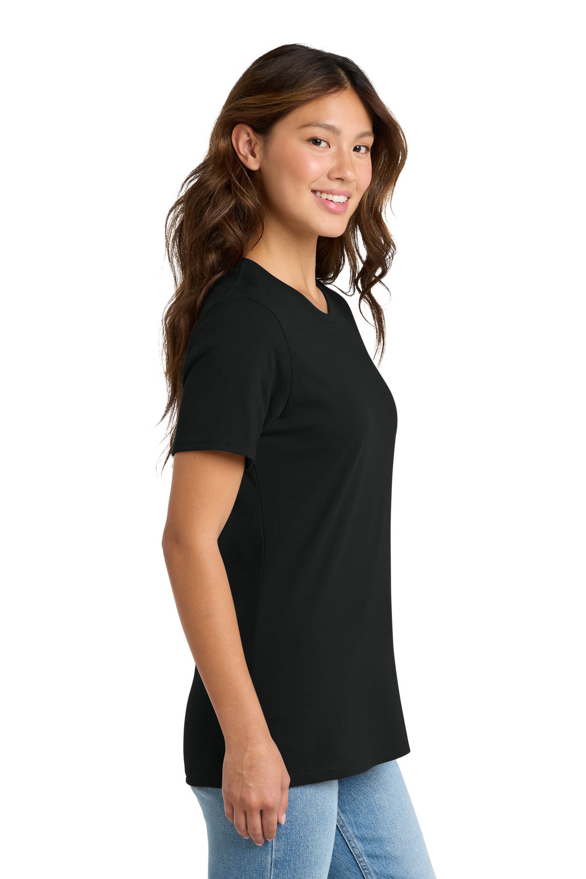 Jet Black Port & Co Women's Core Cotton Tee. LPC54 plain
