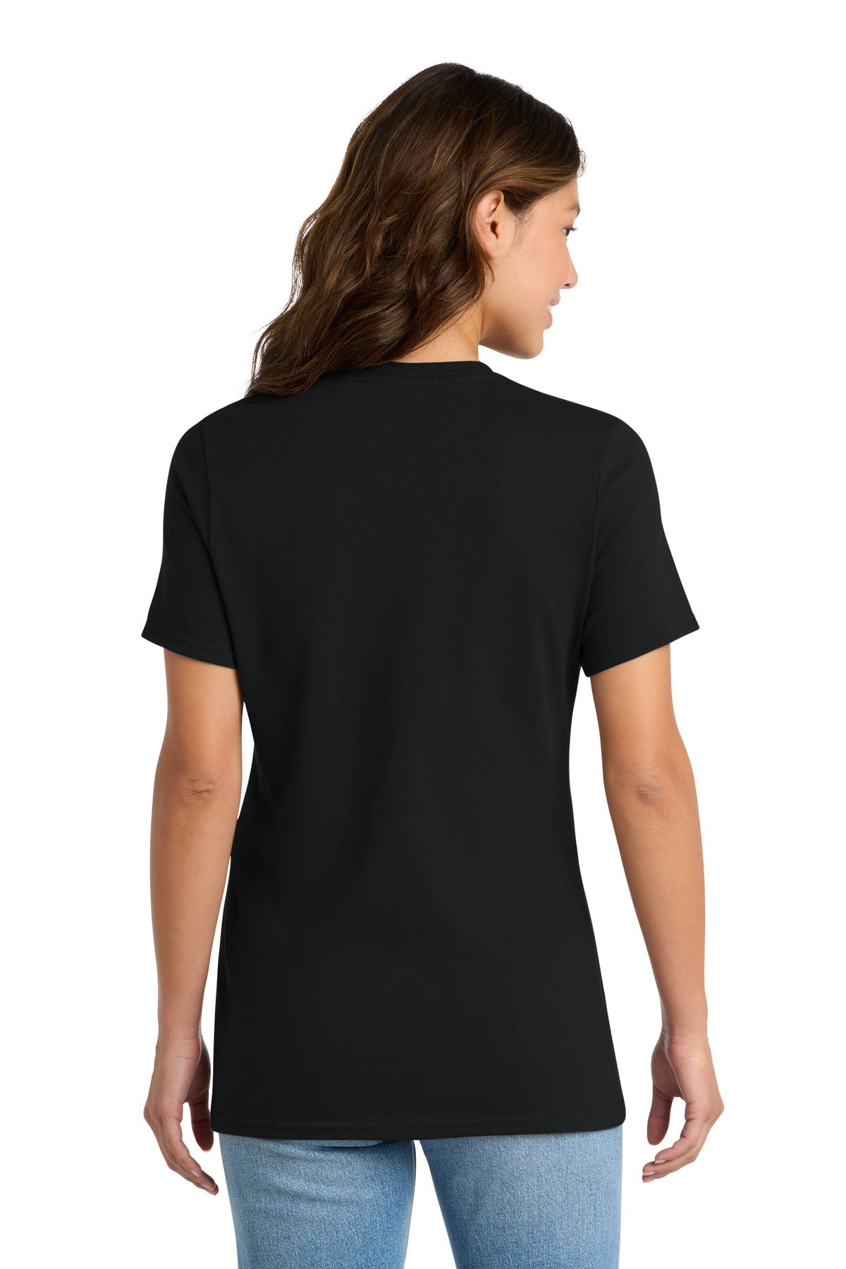 Jet Black Port & Co Women's Core Cotton Tee. LPC54 plain
