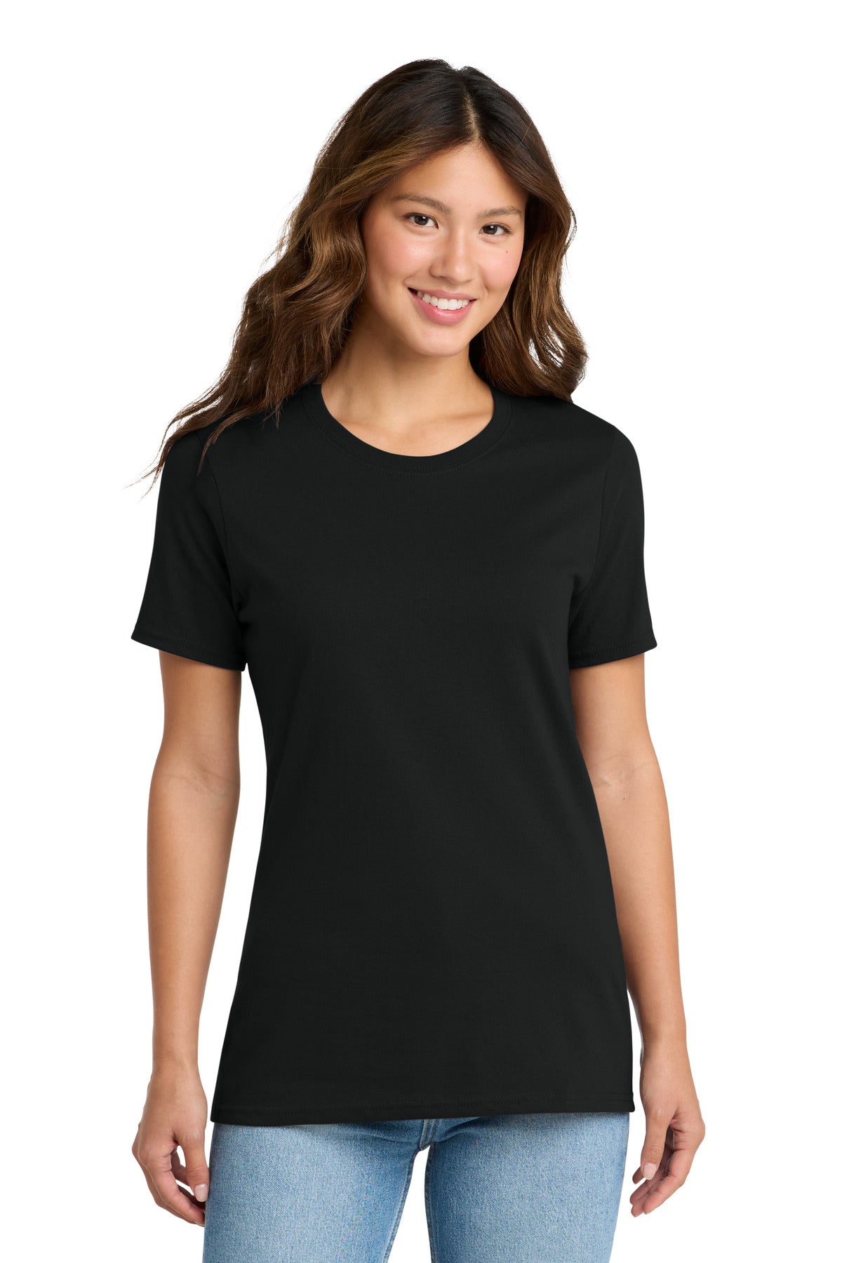 Jet Black Port & Co Women's Core Cotton Tee. LPC54 plain