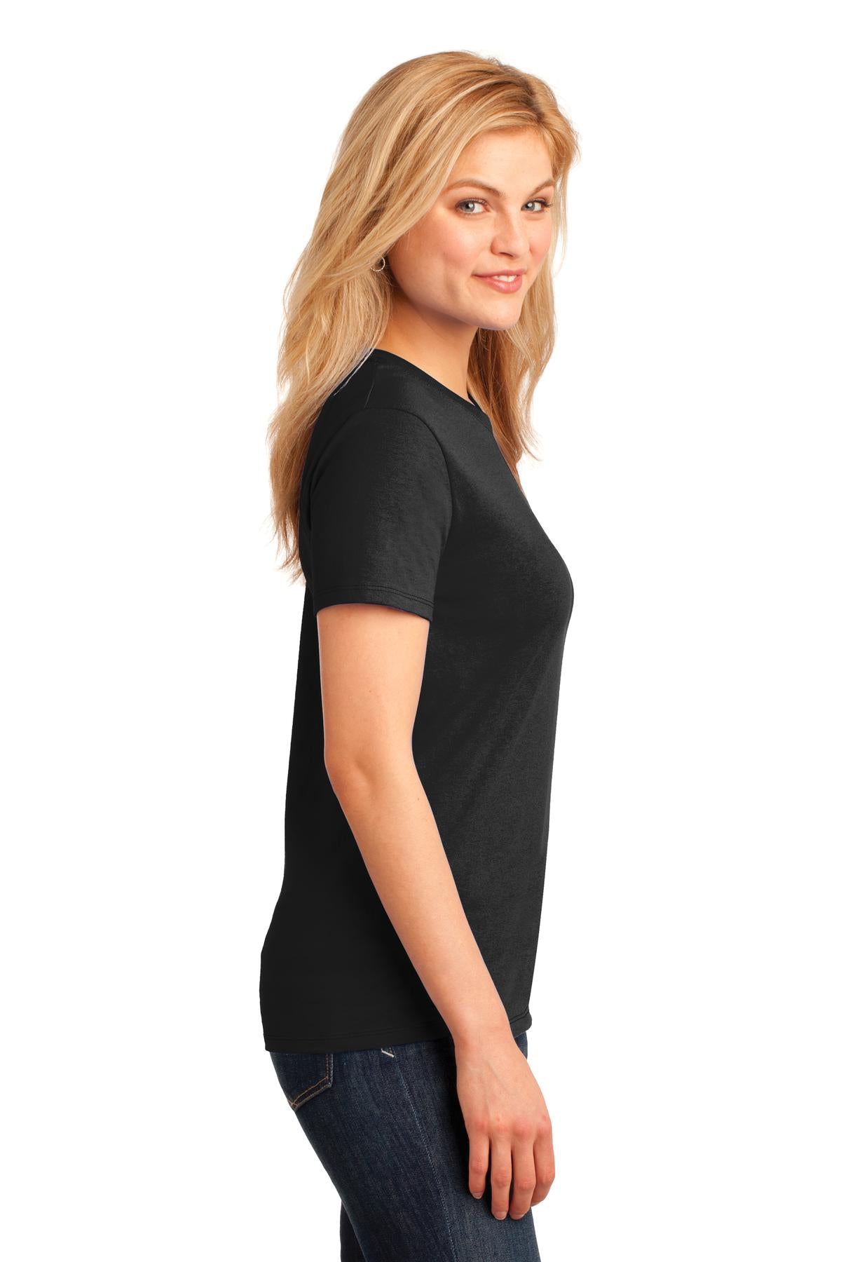 Jet Black Port & Co Women's Core Cotton Tee. LPC54