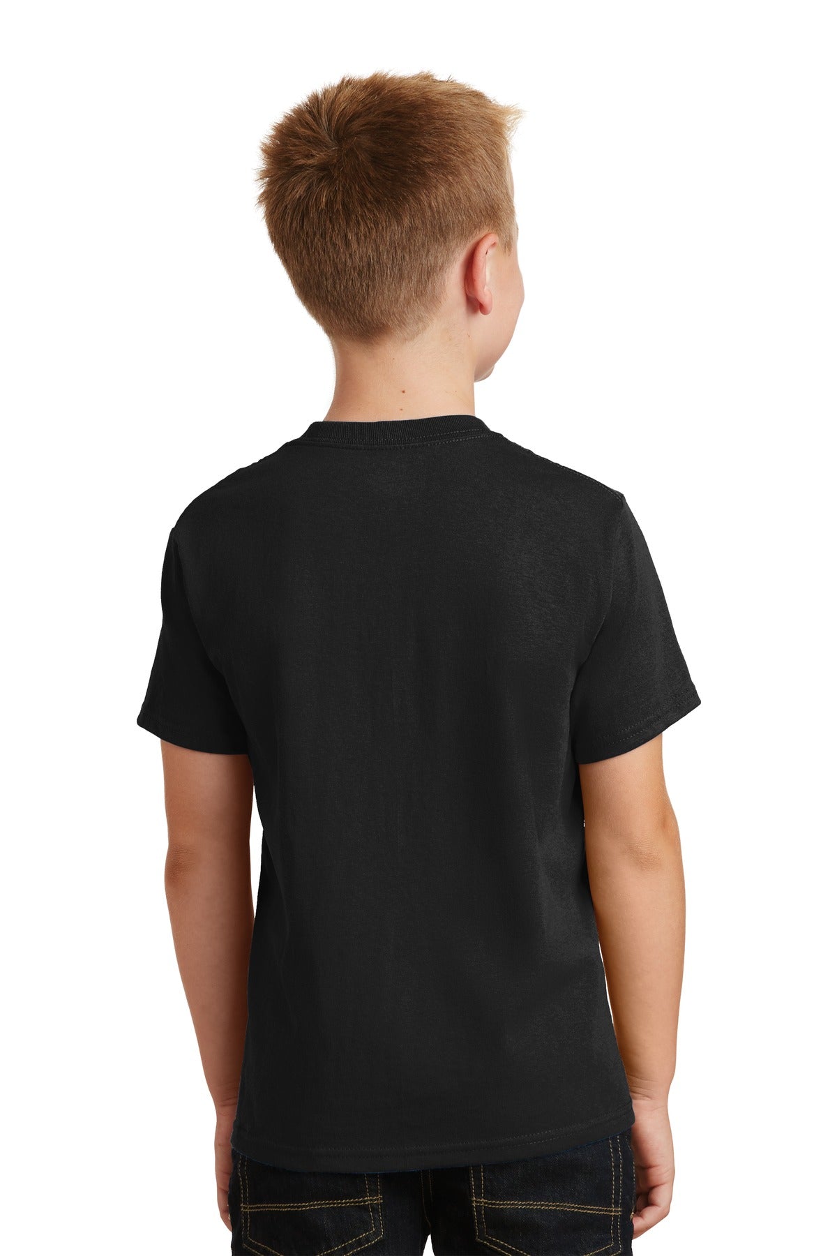 Jet Black Port & Co Youth Core Cotton Tee. PC54Y plain