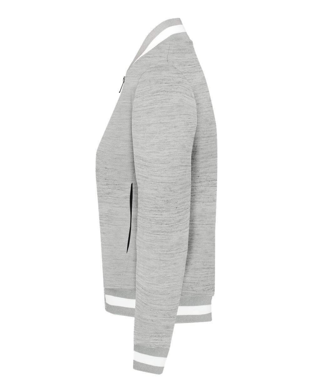 Left View of Athletic Heather/ White Women's V-Street Full-Zip Jacket - 223747 plain