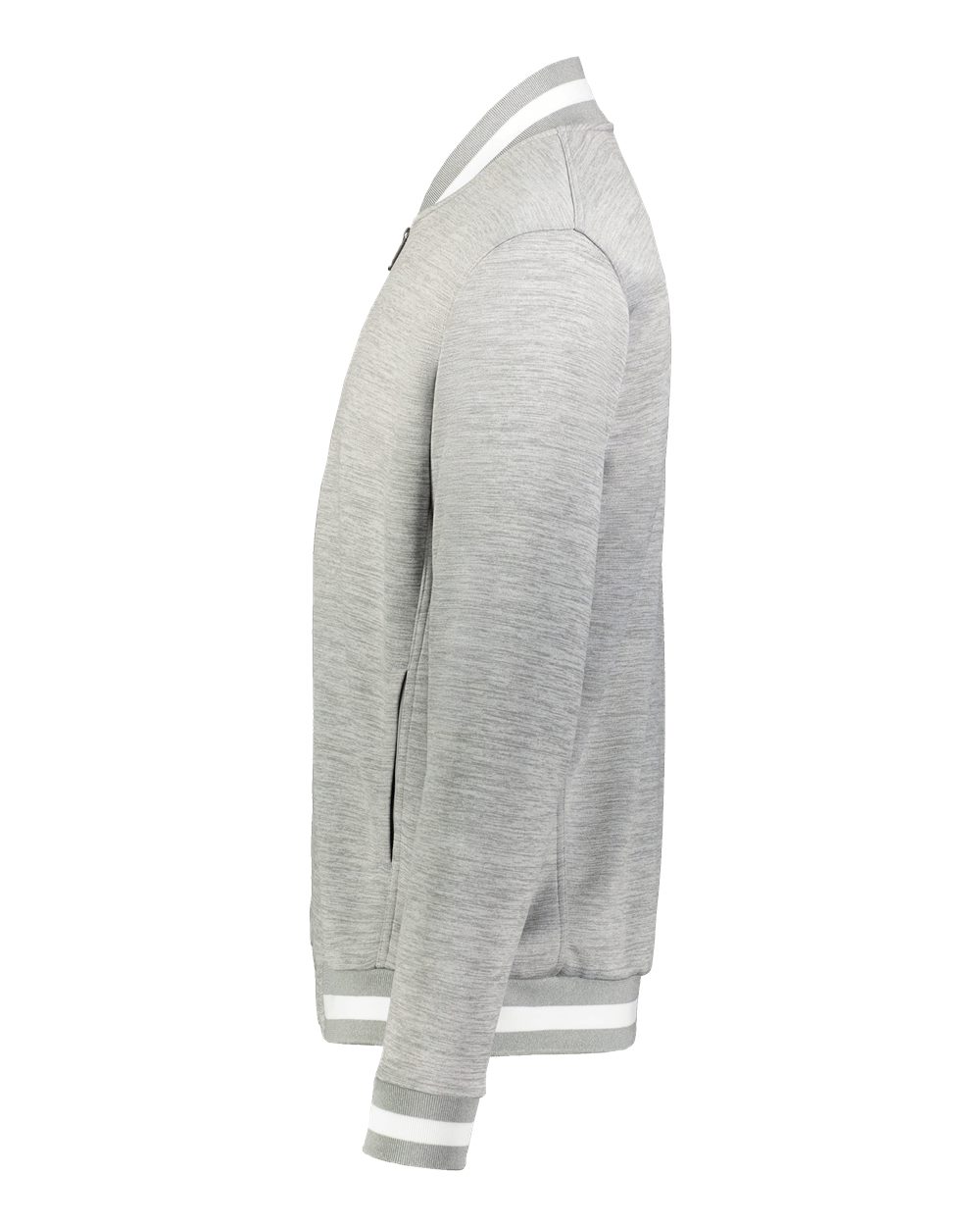 Left View of Athletic Heather/ White Youth V-Street Full-Zip Jacket - 223647 plain
