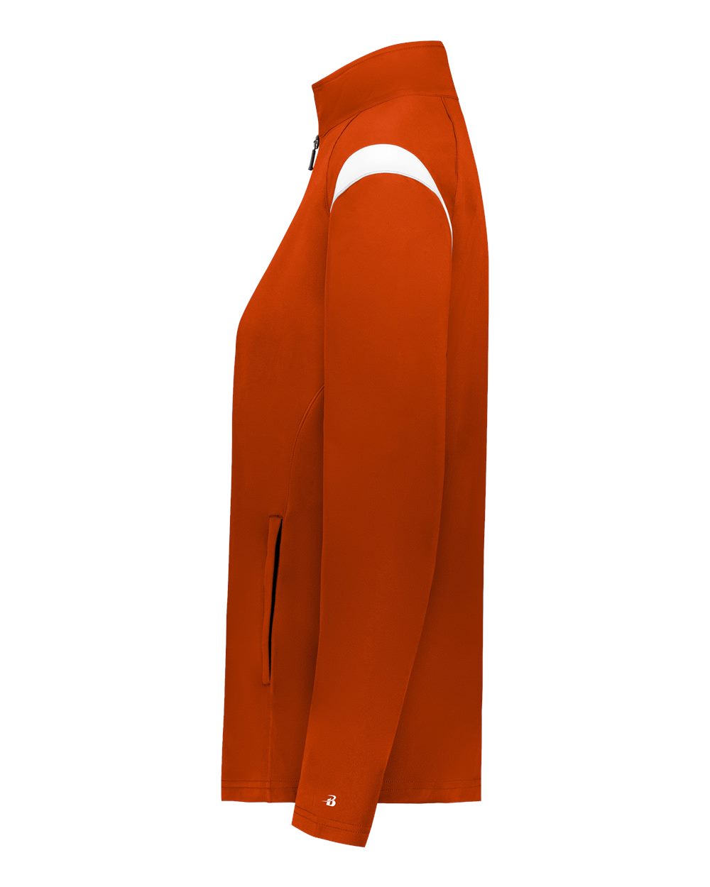 Left View of Burnt Orange/ White Women's On The Rise Outercore Warm-Up Jacket - 7925 plain