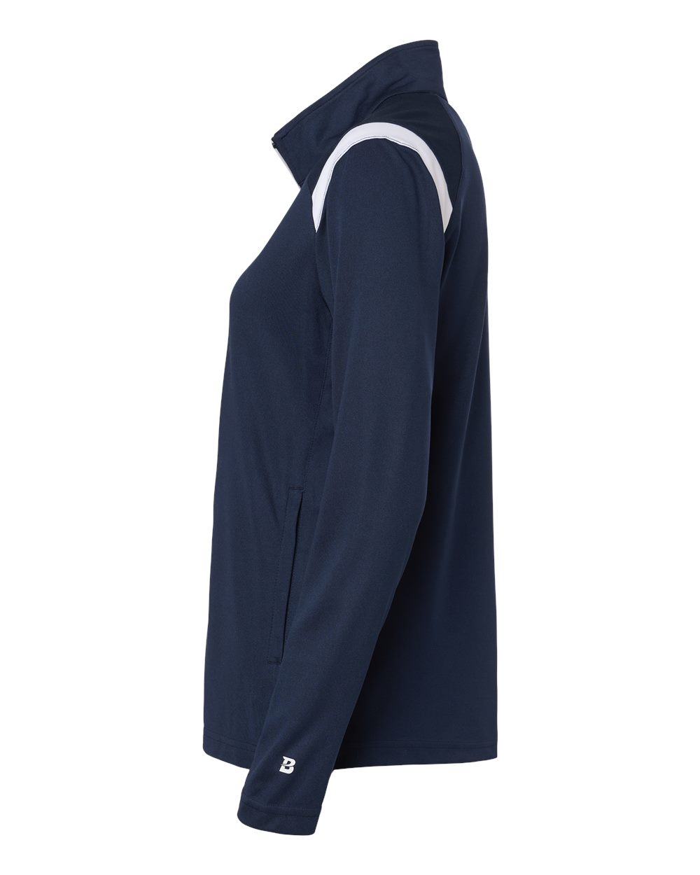 Left View of Navy/ White Women's On The Rise Outercore Warm-Up Jacket - 7925 plain